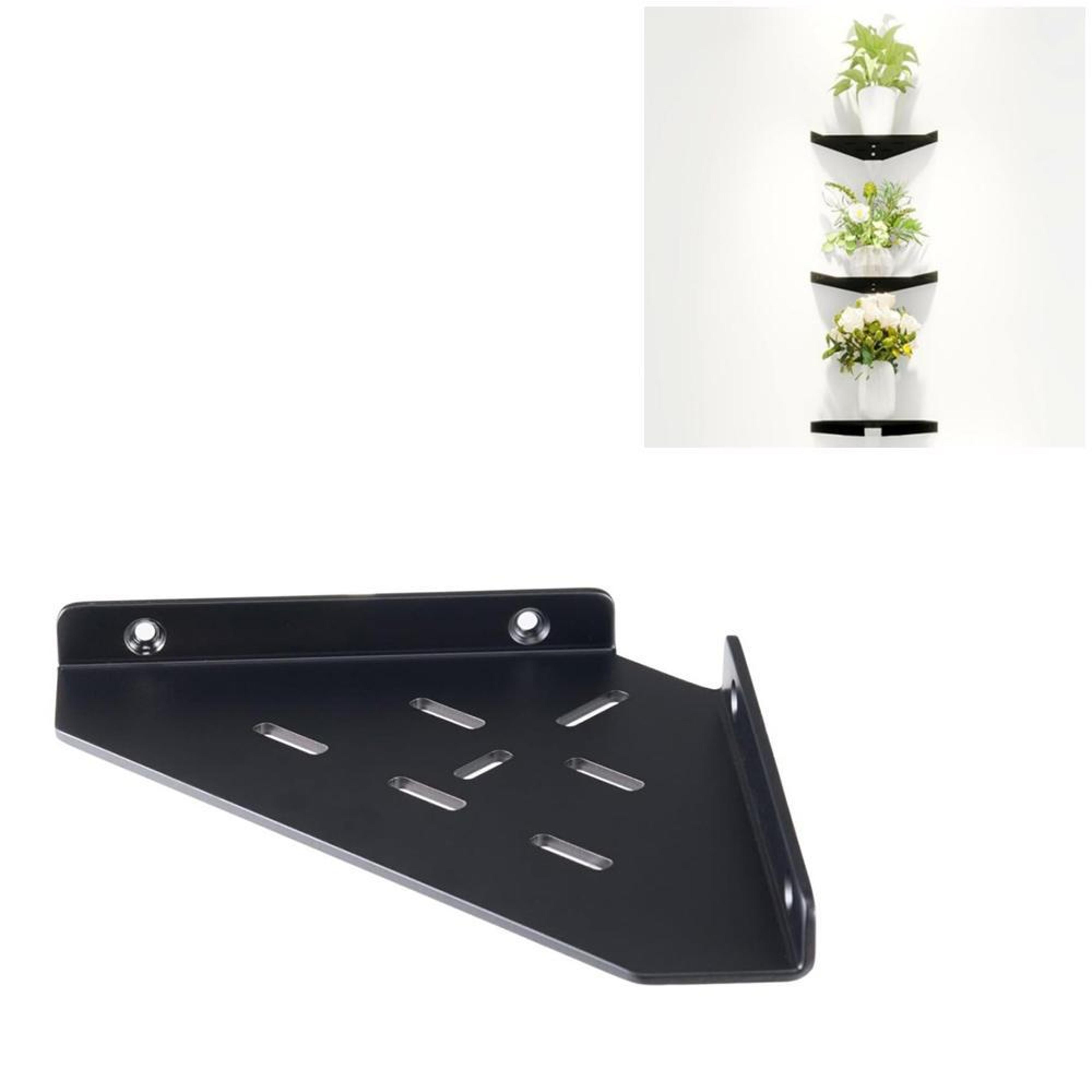 SpaceSaver Acrylic Corner Shelf Wall Mount Triangular Bathroom  Kitchen Storage Rack 0