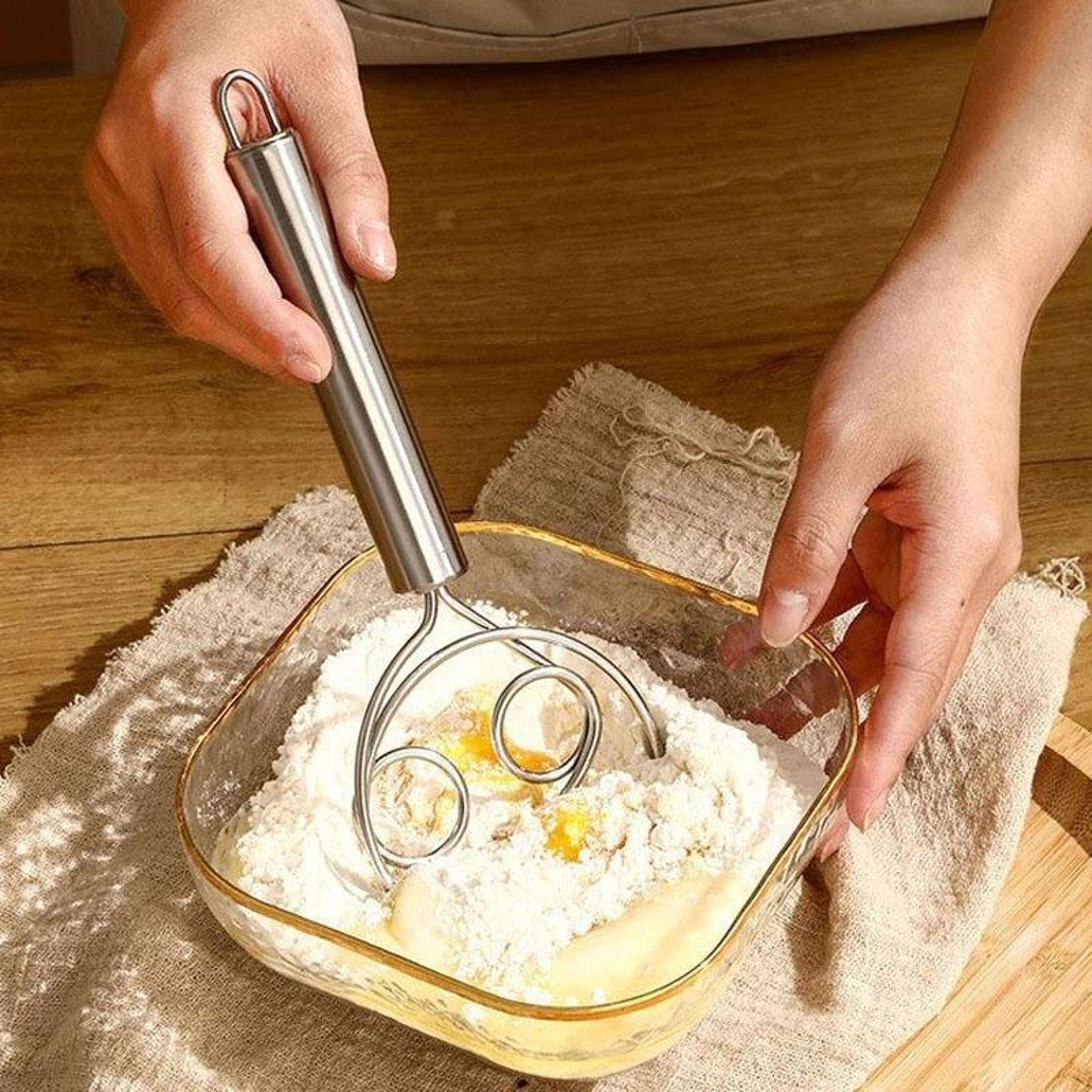 Premium Stainless Steel Dough Whisk For Bread Pasta  Baking Mixes 6