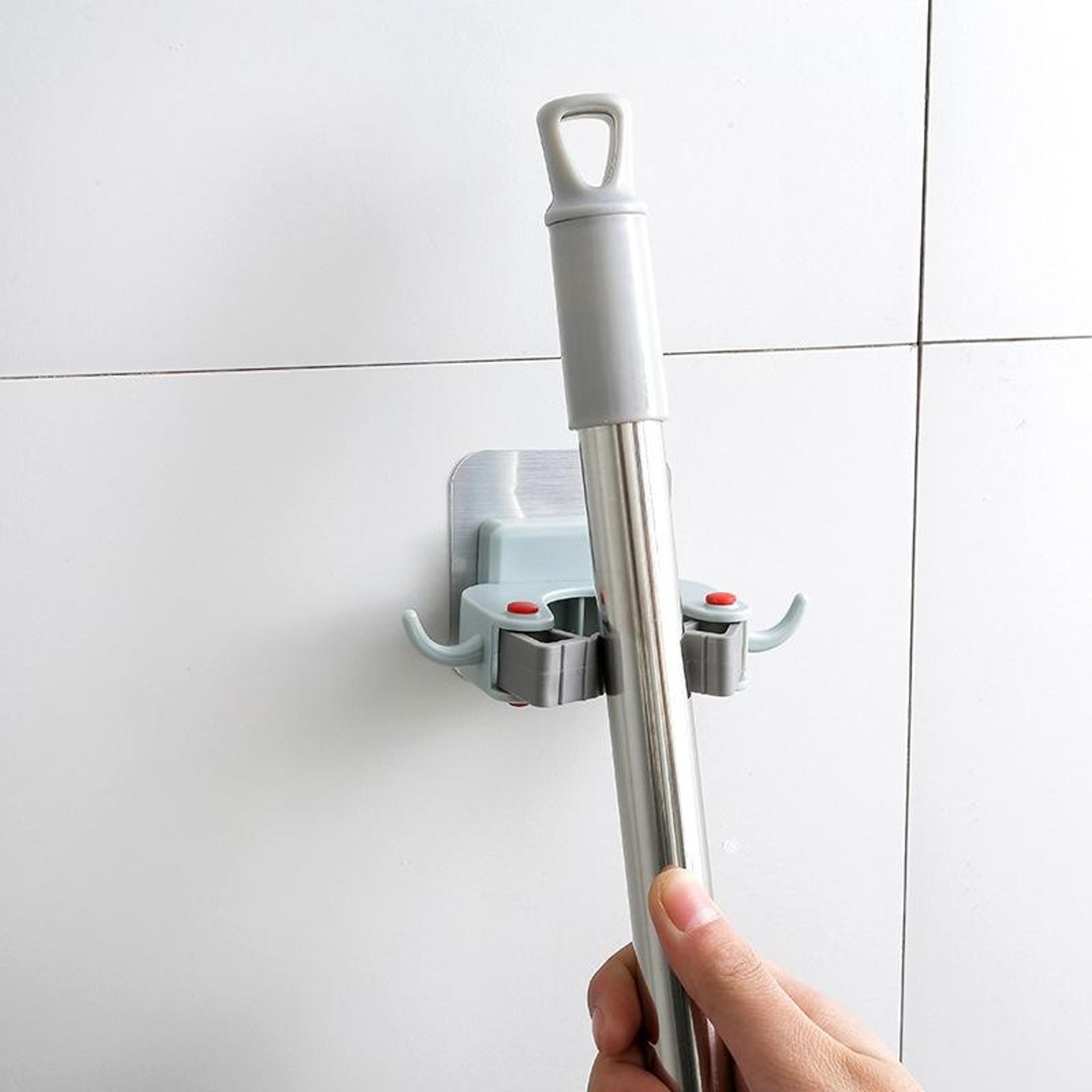 SpaceSaver Wall Mounted Broom Holder Wall Mount  Mop Organizer Rack For Kitchen Laundry  Garage 5