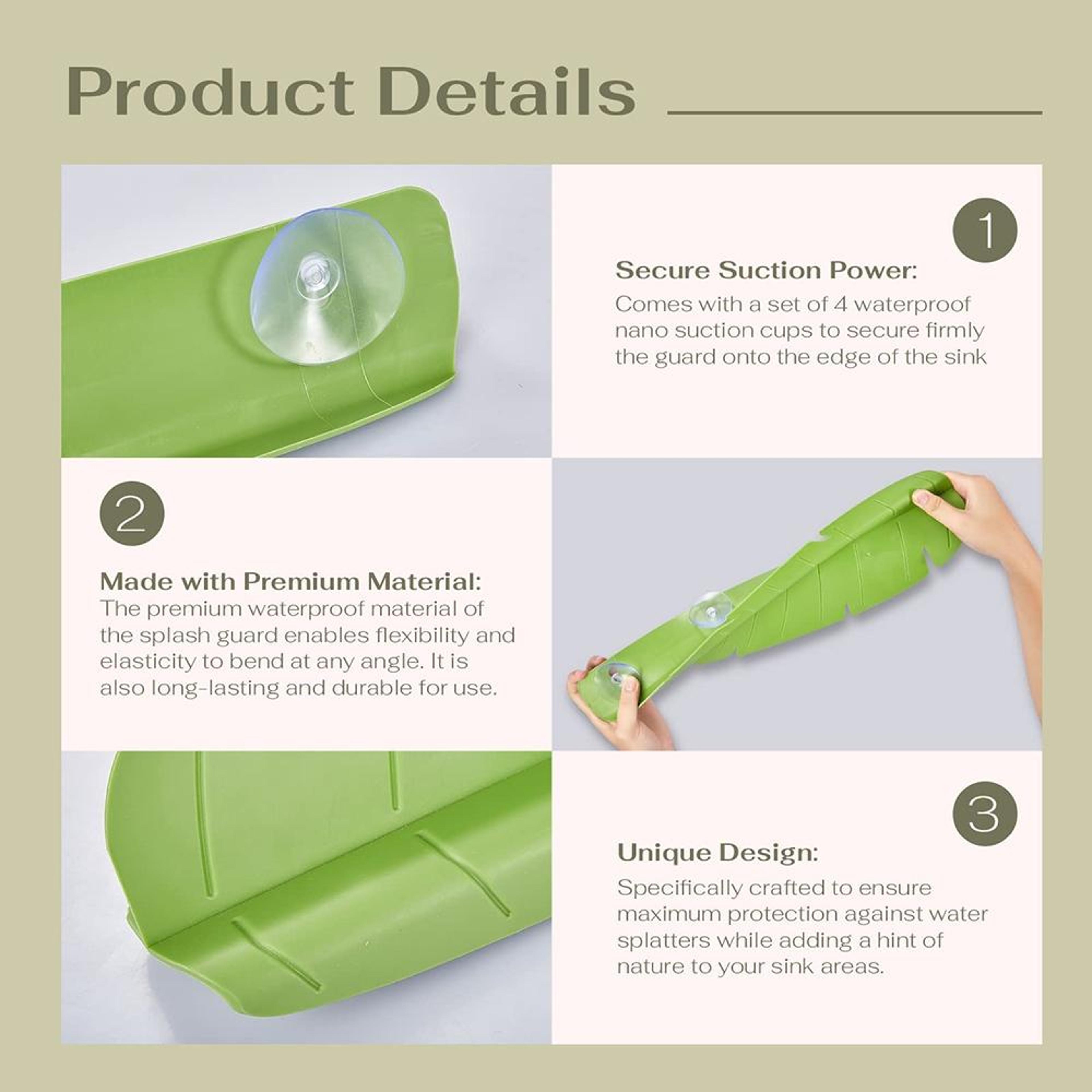 Leaf Shaped Silicone Kitchen Sink Splash Guard Water Deflector Suction Cup Anti Splash Protector 5