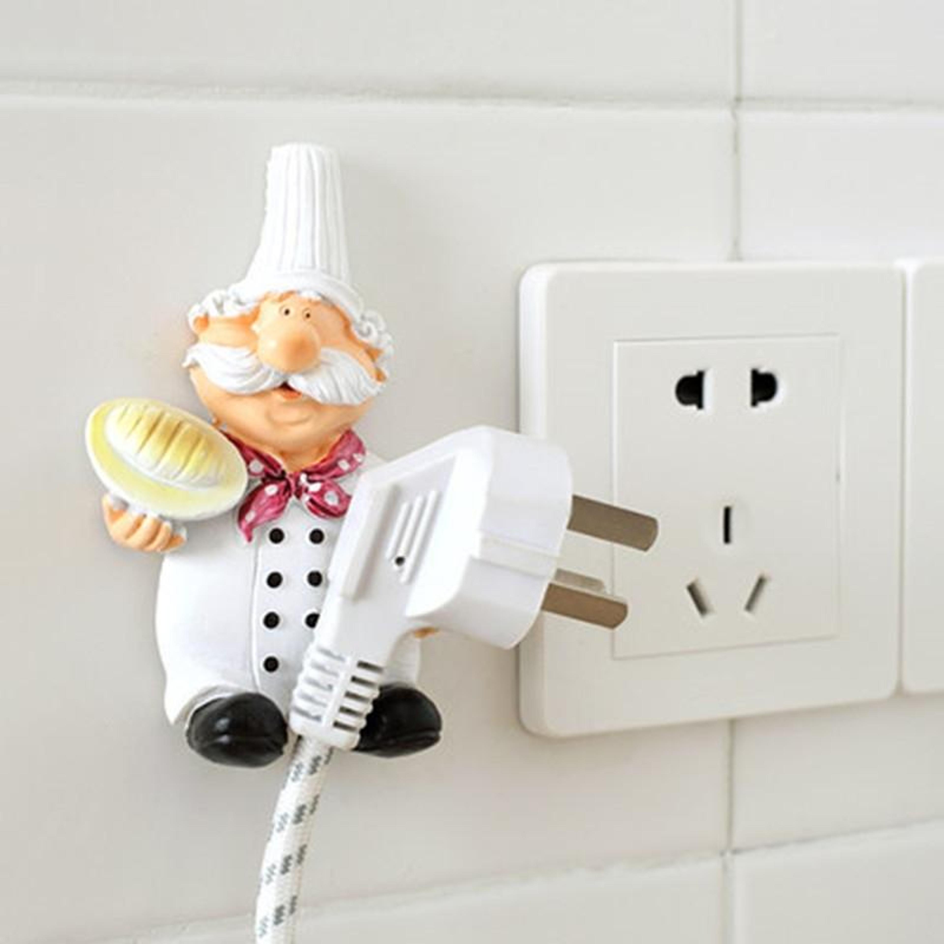 Cute Self Adhesive Plug Wall Hook Resin Kitchen Organizer Rack 4