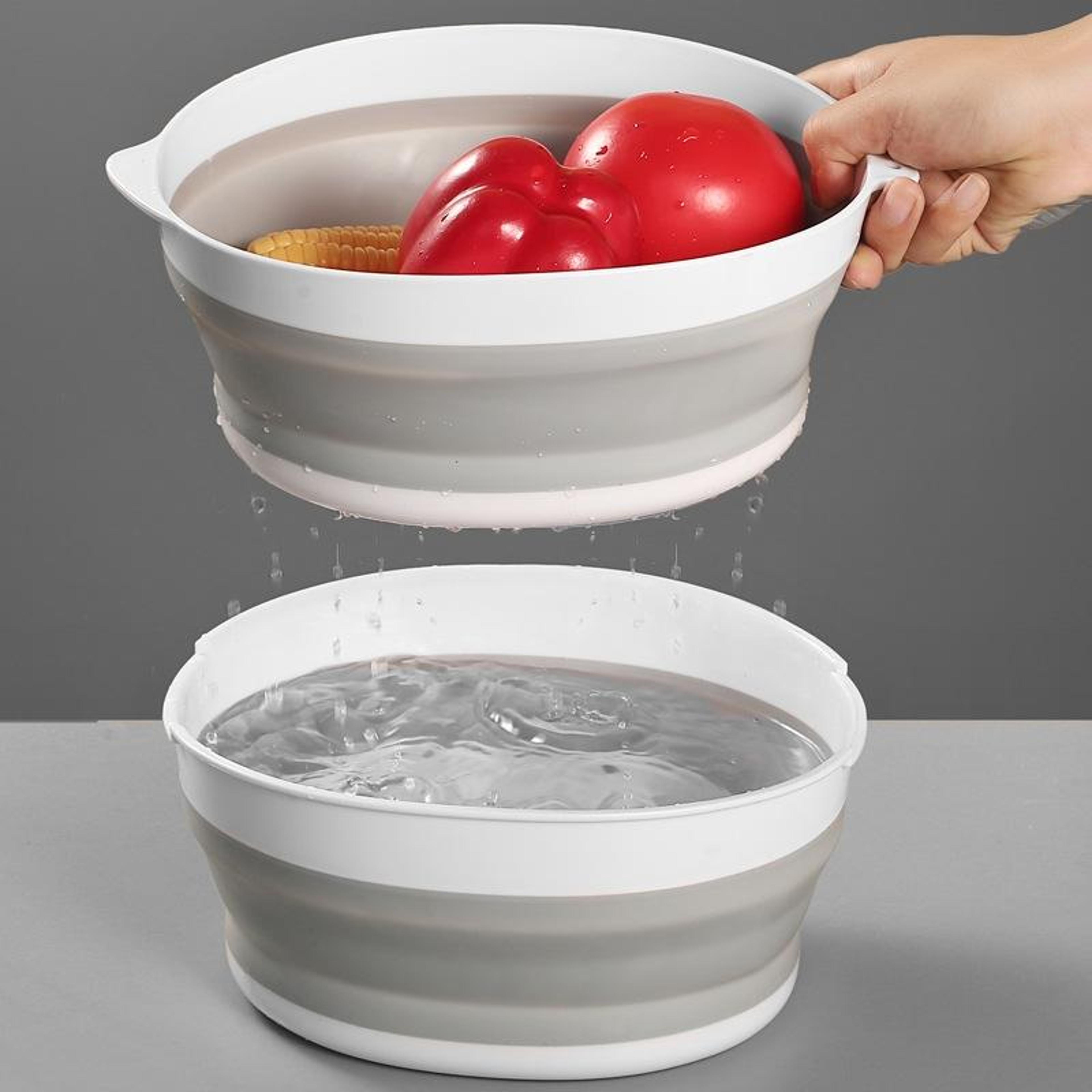 Double Layer Foldable Drain Washing Basket Set Collapsible Colander  Vegetable Washing Basket 5
