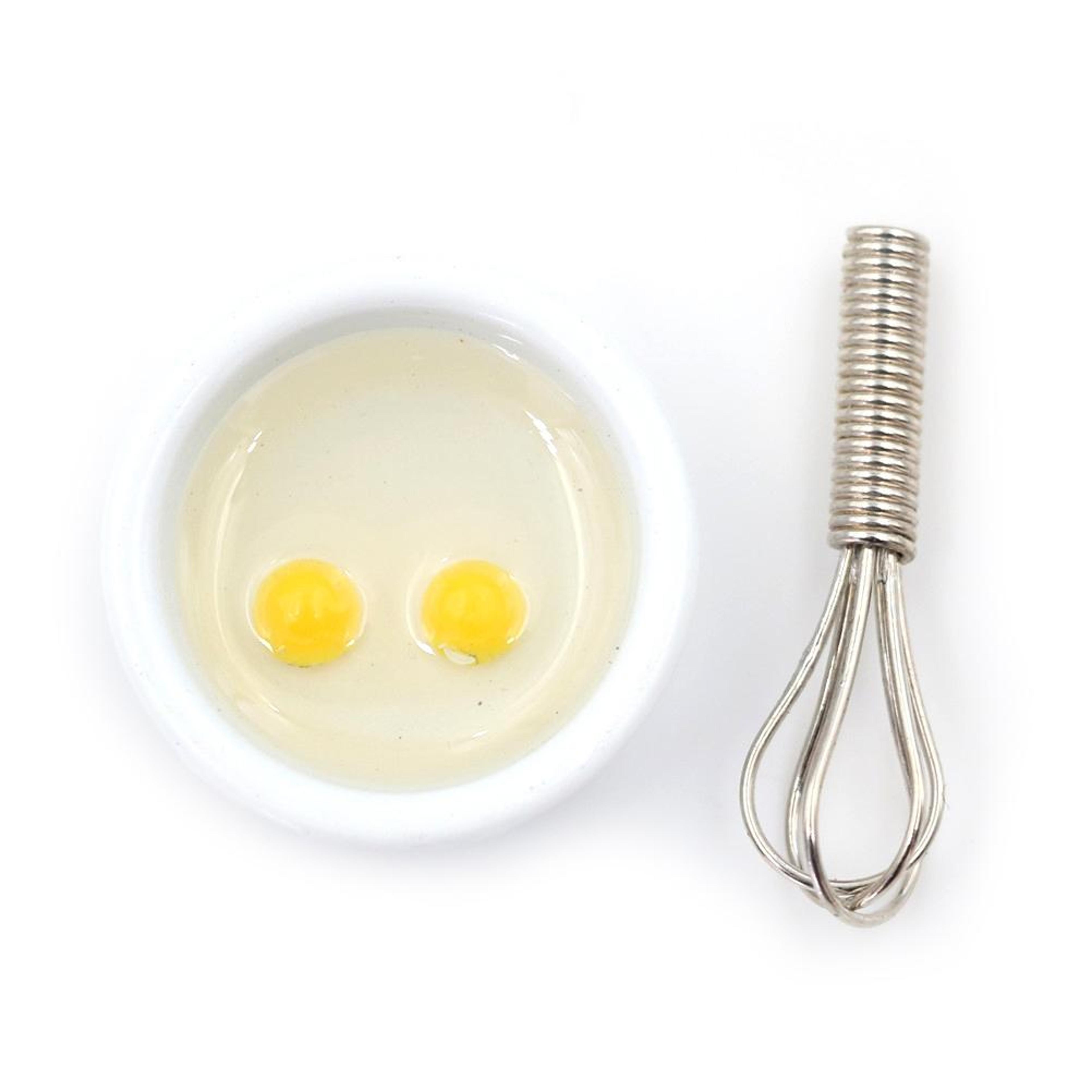 Dollhouse Mini Egg Beater  Mixing Bowl Kitchen Accessory Set 3