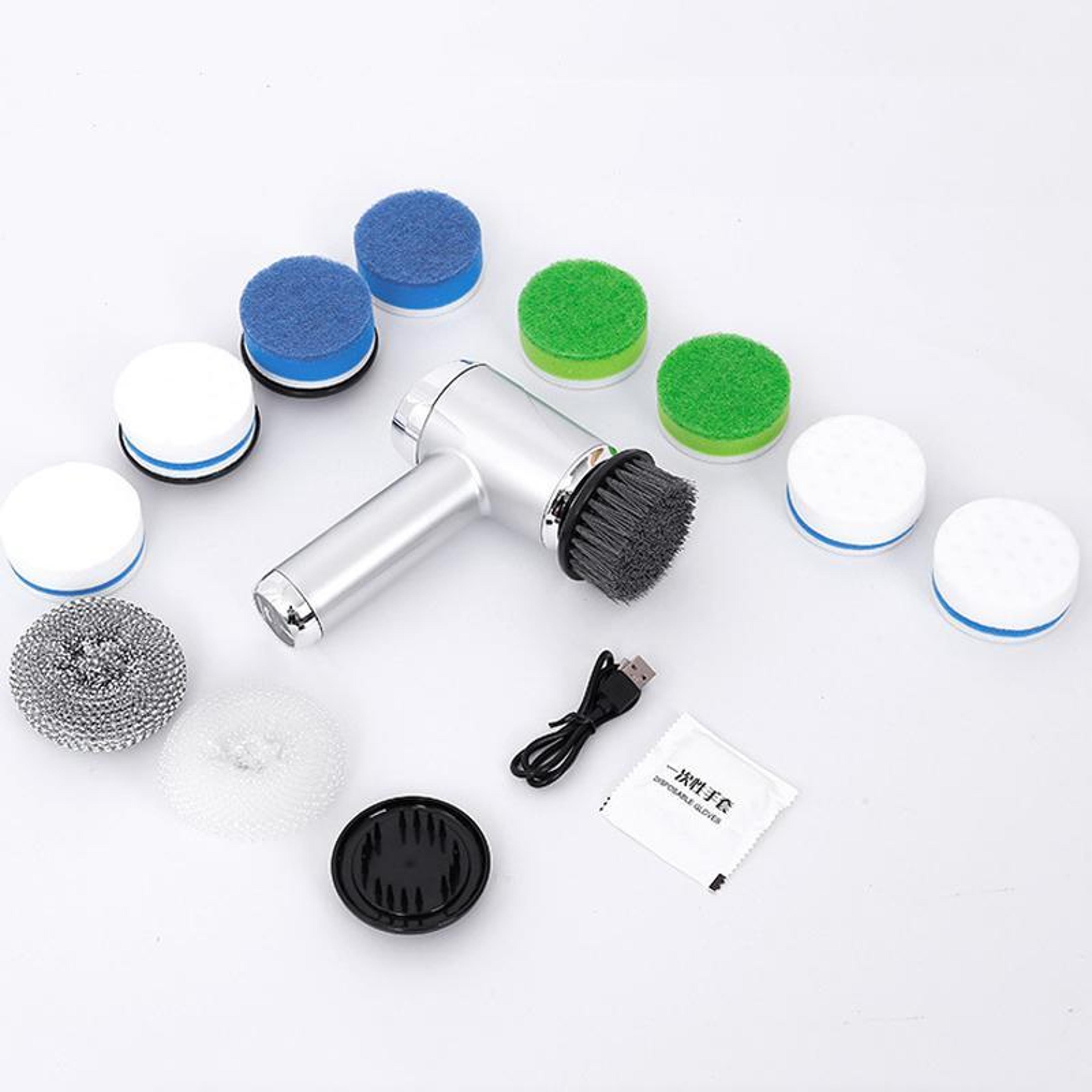 Electric Kitchen Scrubber Brush Set With Multiple Replacement Heads 9