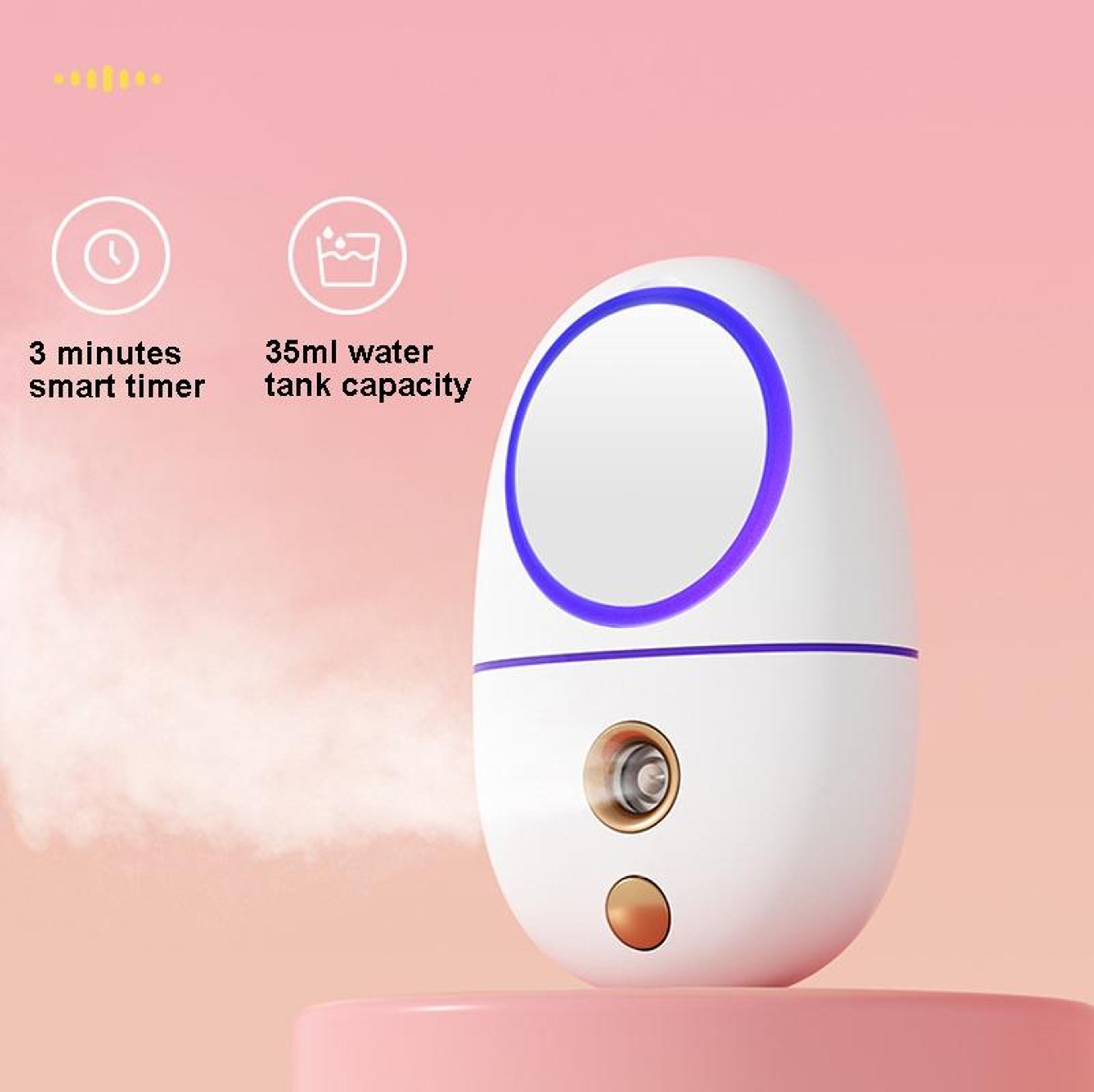 Portable Makeup Mirror Facial Mist Spray Moisturizing Device Pink 2