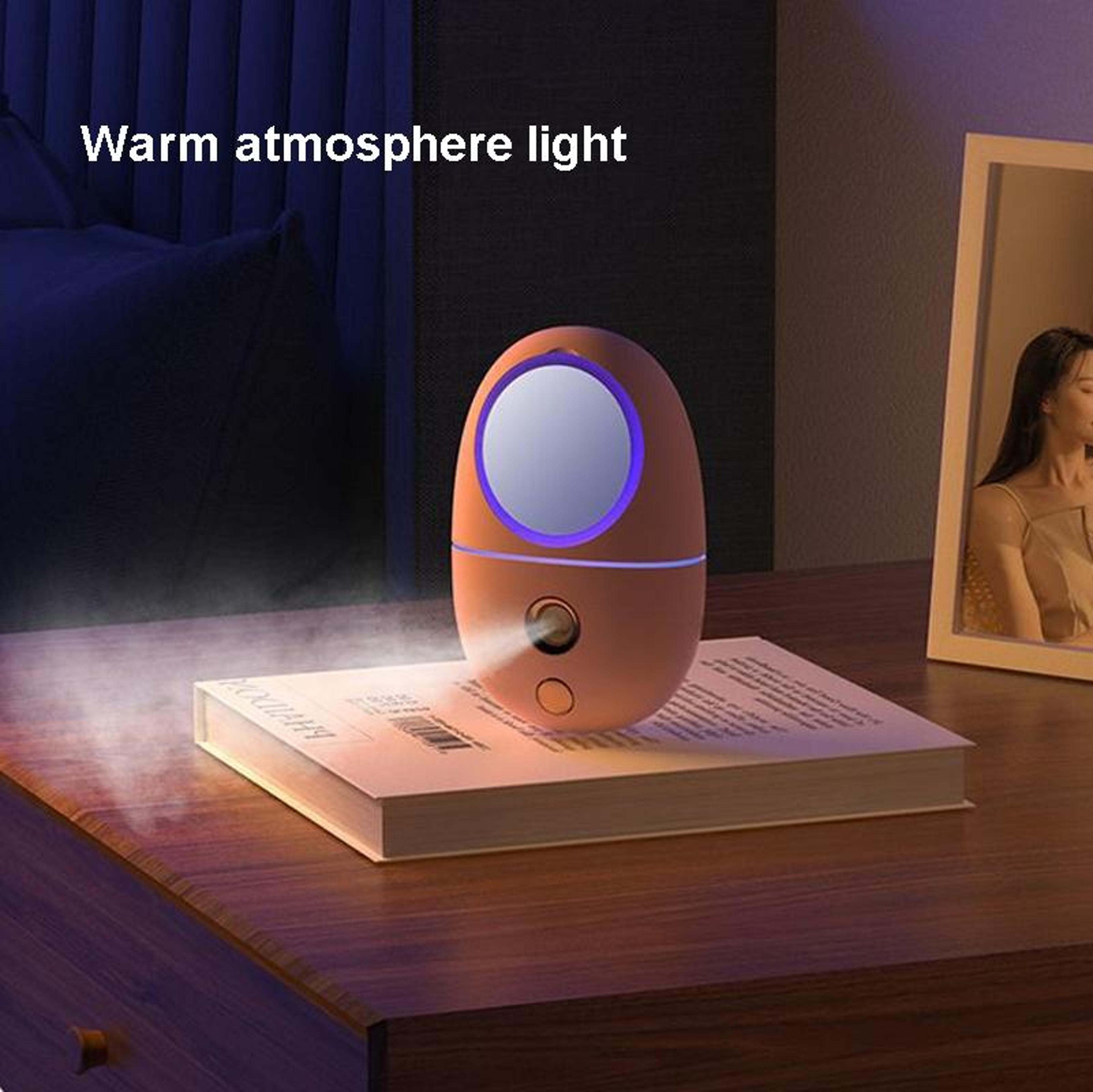 Portable Makeup Mirror Facial Mist Spray Moisturizing Device Pink 3