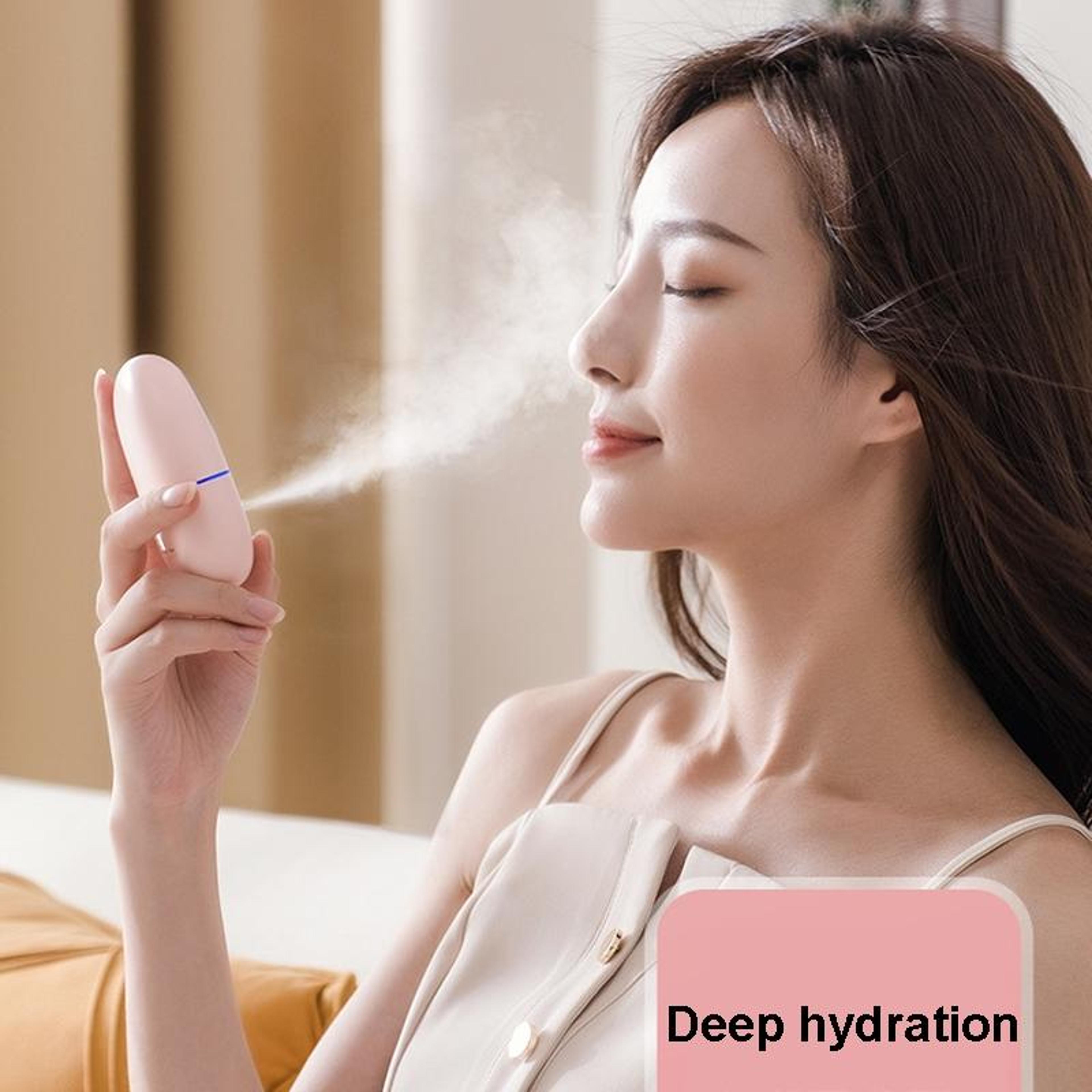 Portable Makeup Mirror Facial Mist Spray Moisturizing Device Pink 4