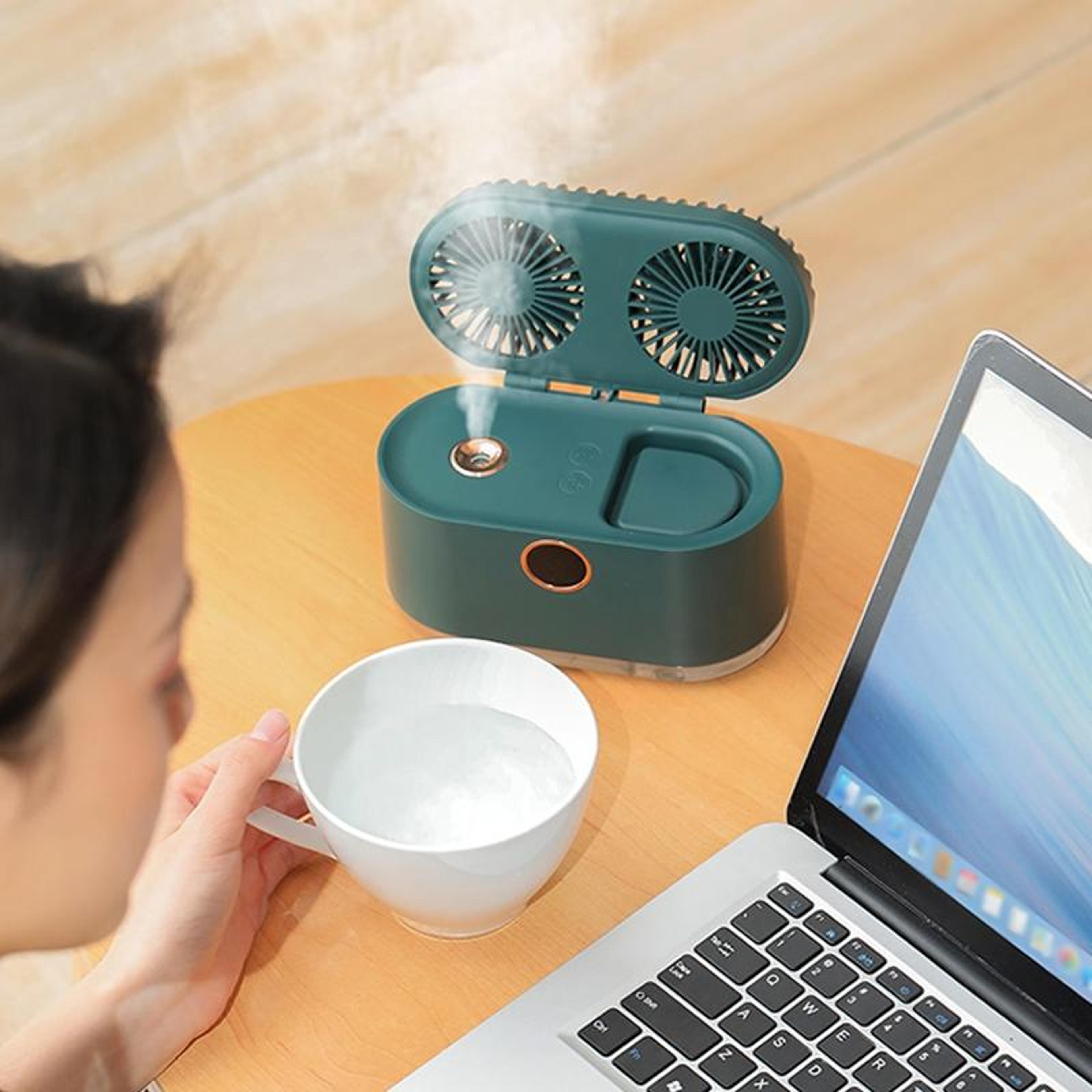 Dual Leaf USB Misting Desktop Air Cooler With Humidifier  Night Light 2