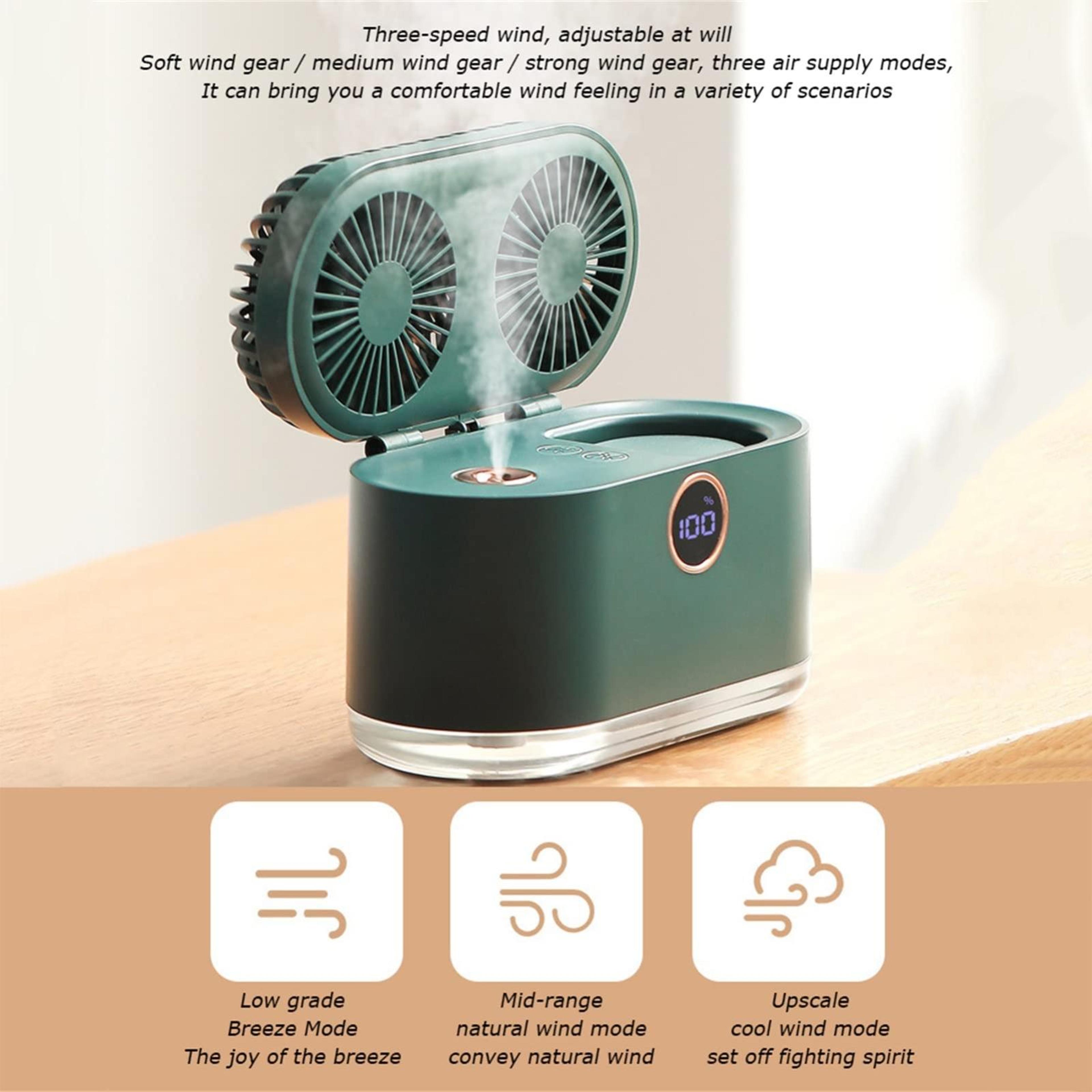 Dual Leaf USB Misting Desktop Air Cooler With Humidifier  Night Light 3