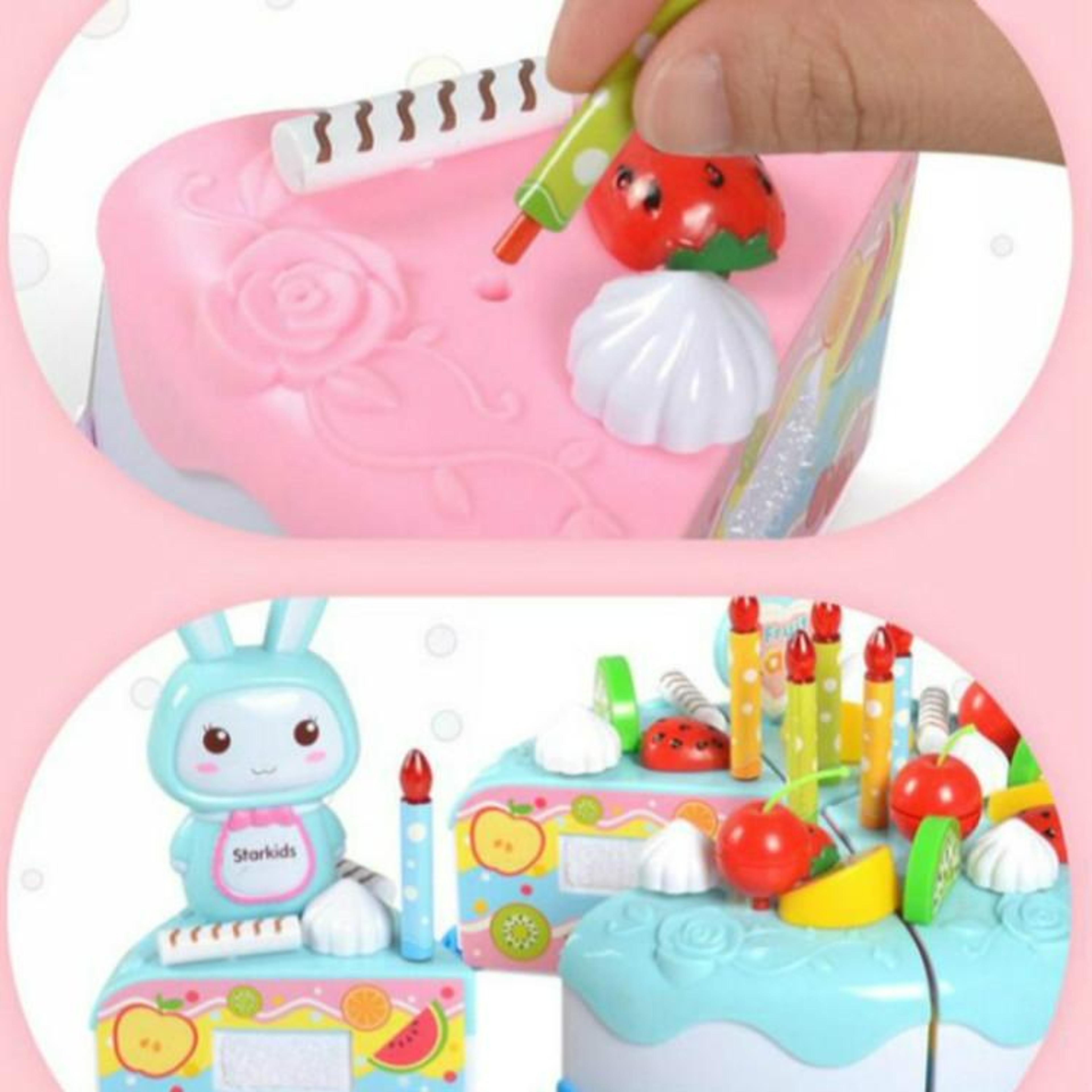 Kids Pretend Play Kitchen Fruit Cutting Toy Set Educational Role Play Food Cake Toys For Toddlers 2