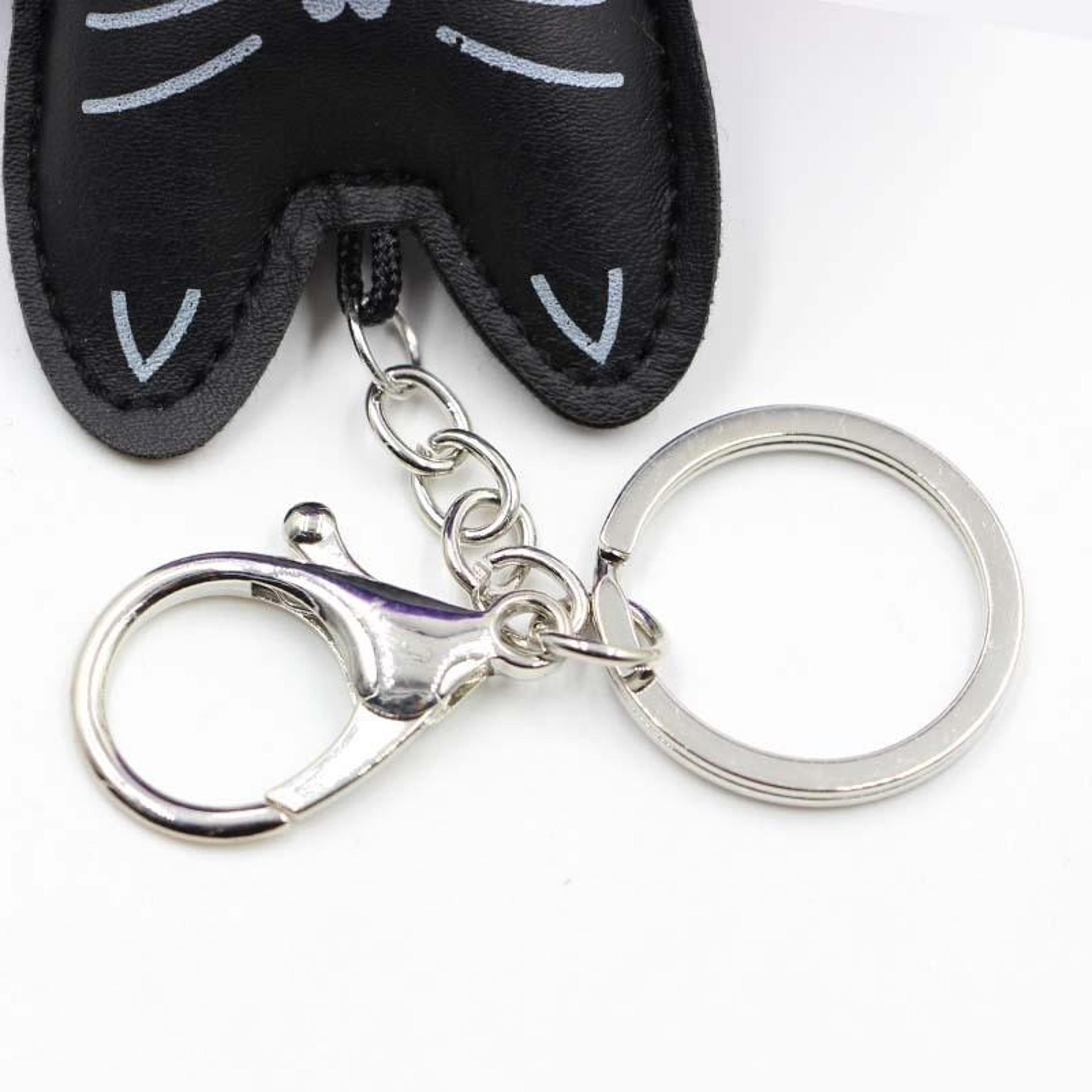 Cute Fluffy Cat Head Pom Pom Keychain Plush Charm For Bags Keys  Gifts 2