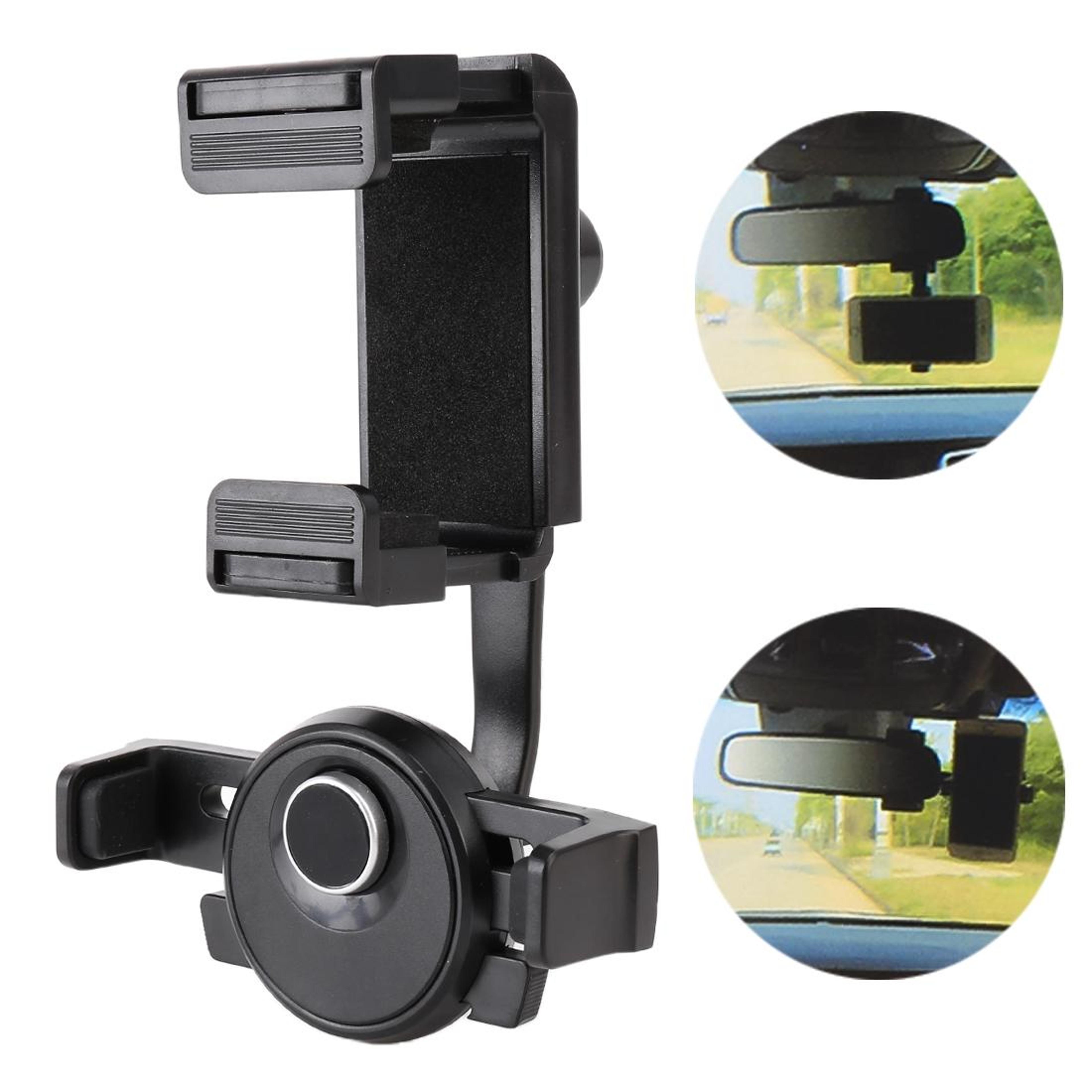Rearview Mirror Phone Holder For Car Rotating HandsFree Navigation Mount 0