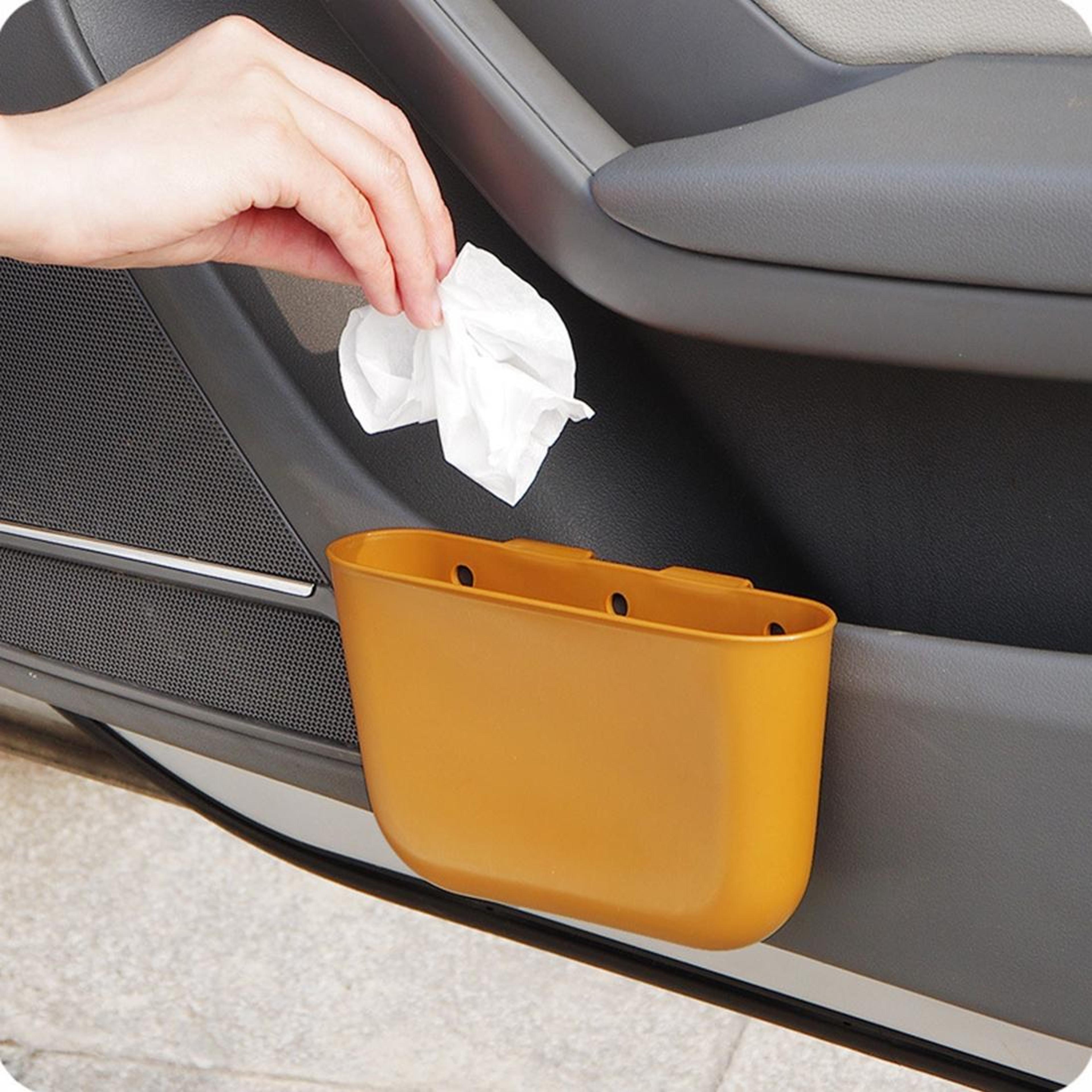 CupFit Mini Car Trash Can With Lid Portable Car Garbage Bin Organizer 7