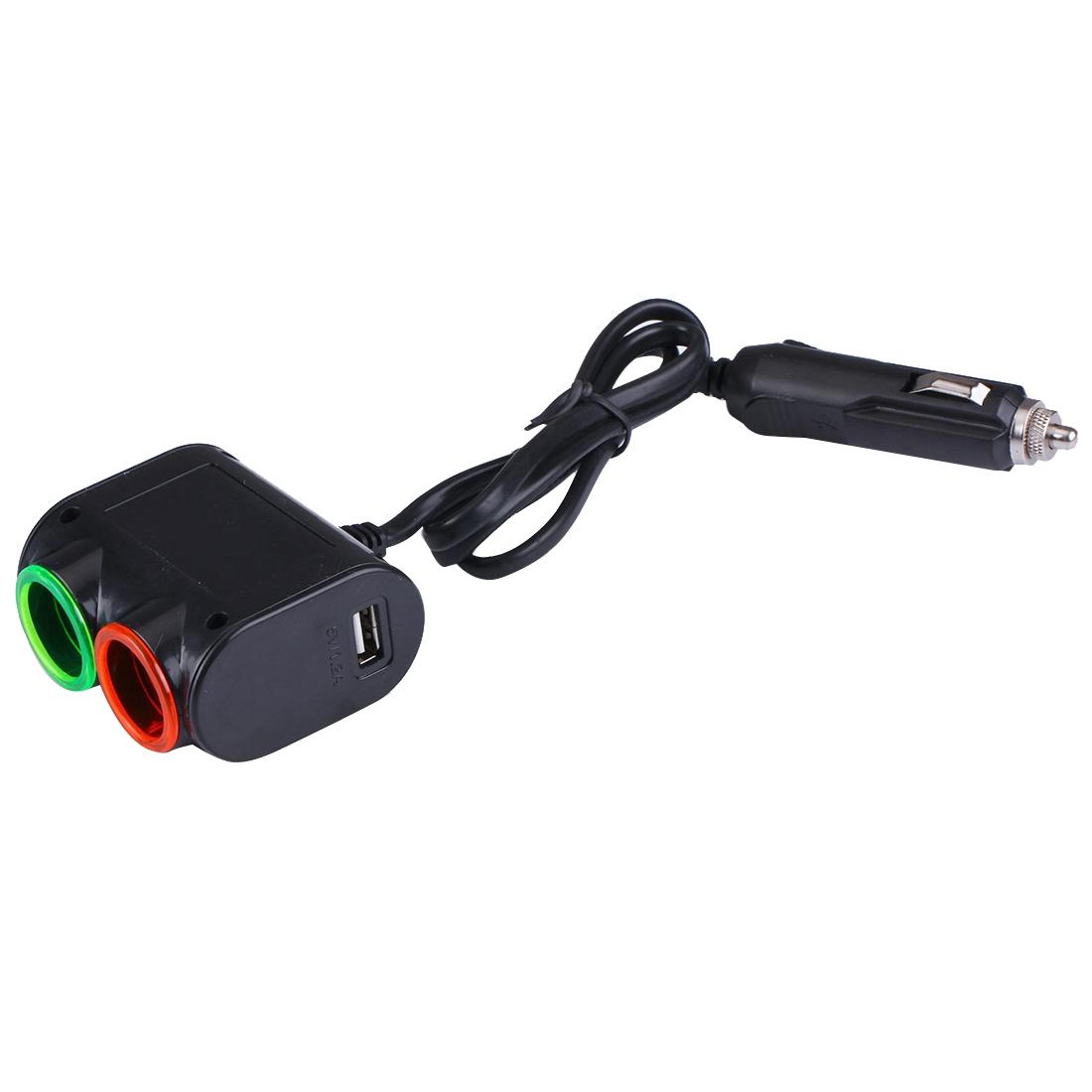 Olesson Dual Socket USB Car Charger With LED Light Car Cigarette Lighter Splitter 2