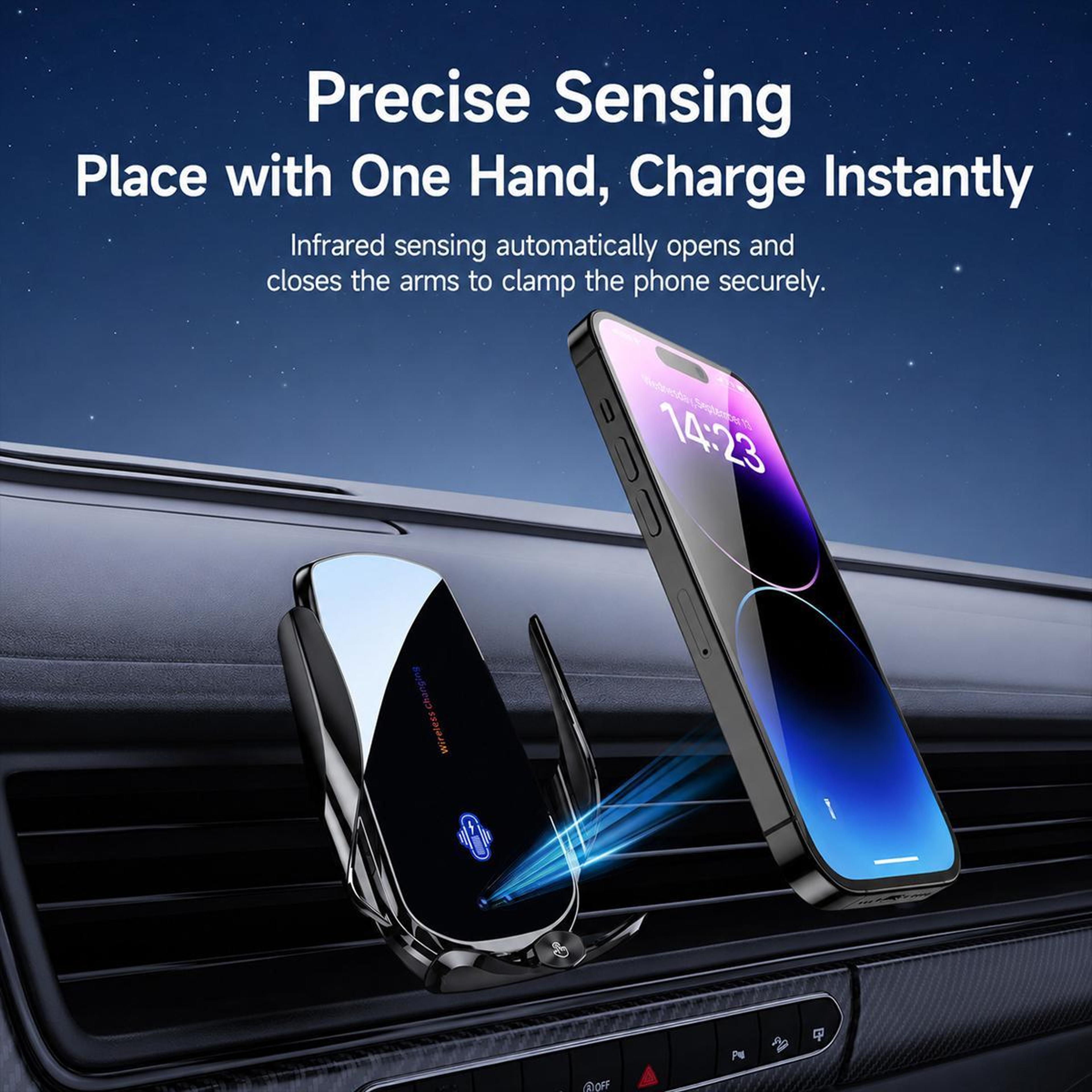 Smart Auto Clamp Magnetic Wireless Car Charger Mount With Infrared Sensor 15