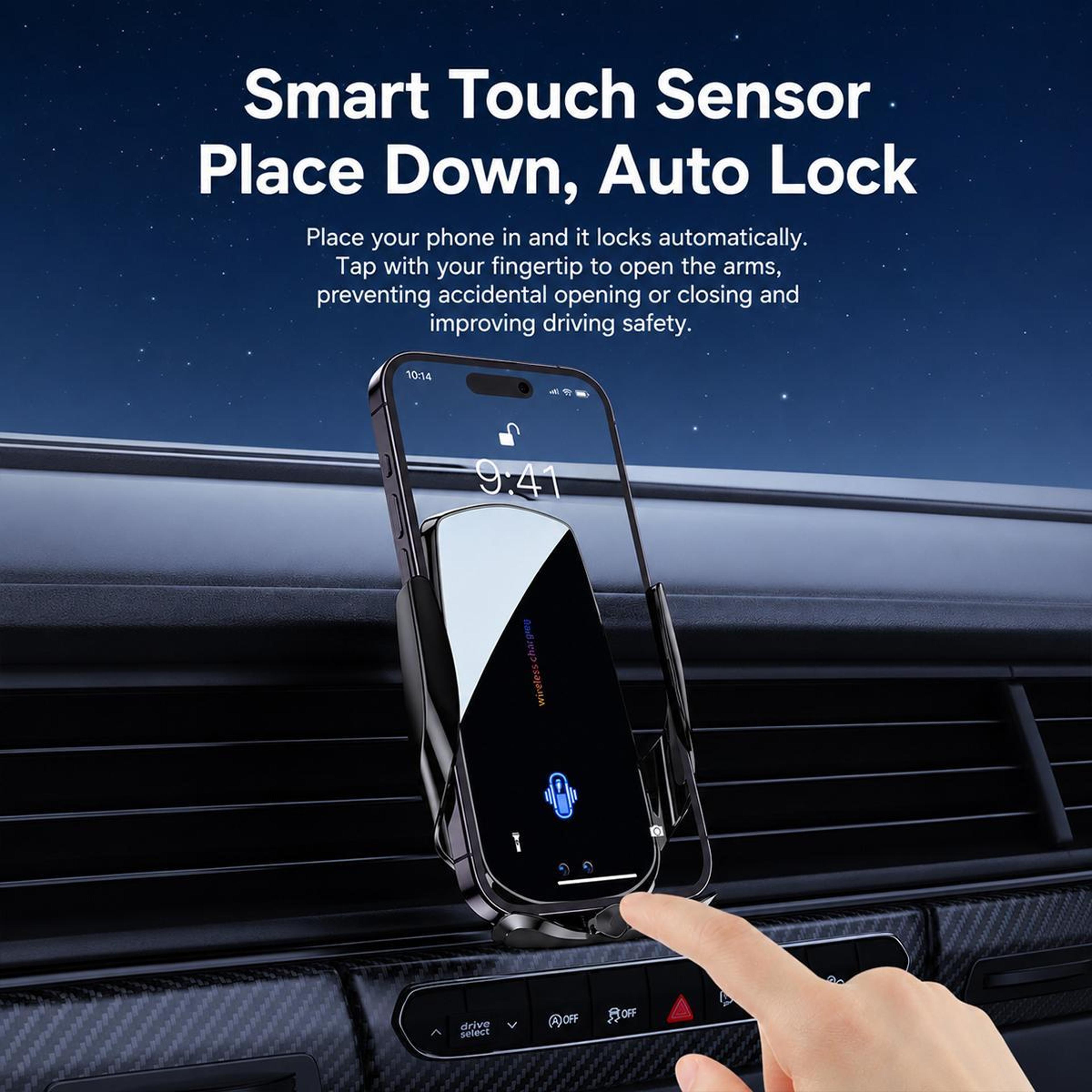 Smart Auto Clamp Magnetic Wireless Car Charger Mount With Infrared Sensor 16