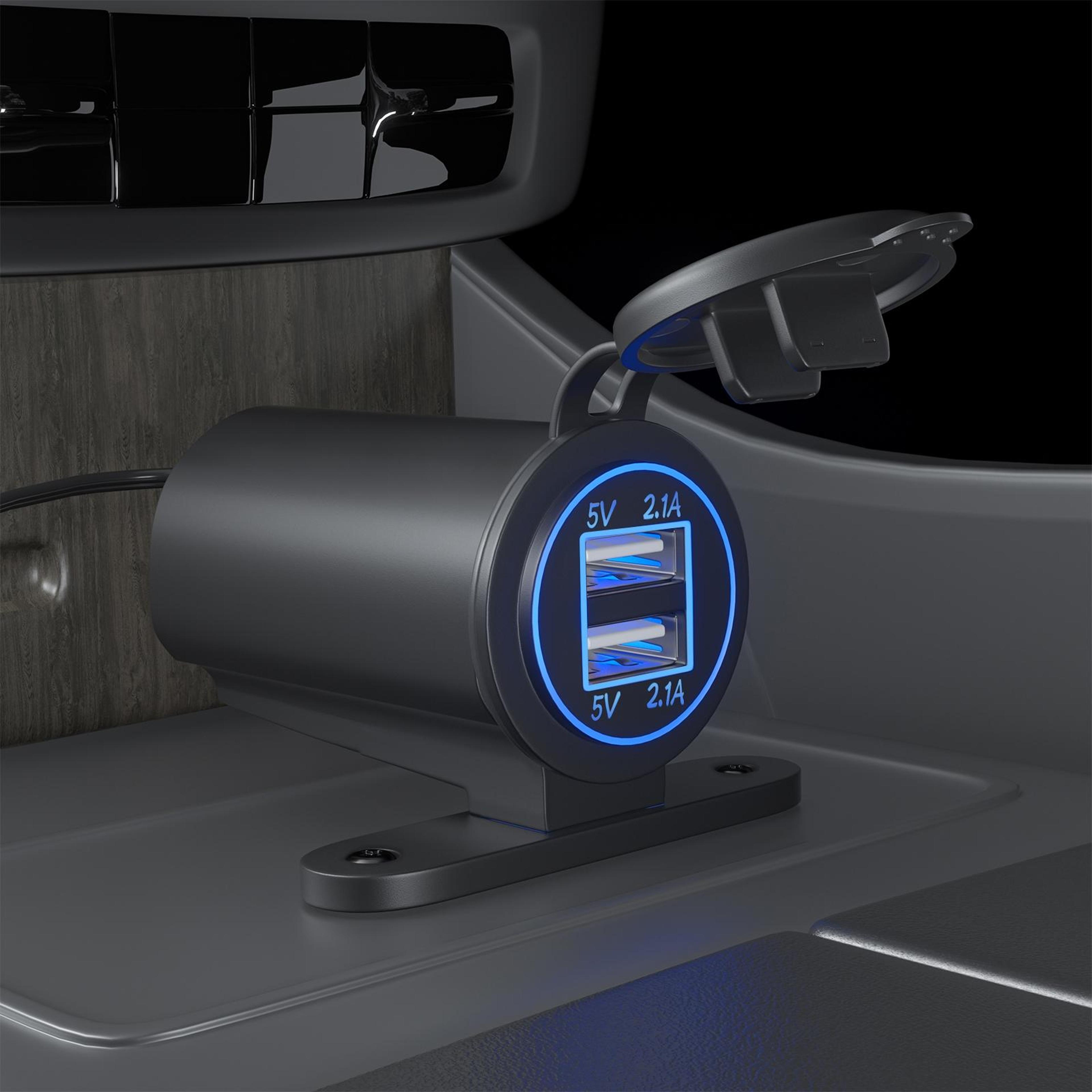 Fast Charge Dual USB Car  Motorcycle Charger With Blue LED Power Indicator 7