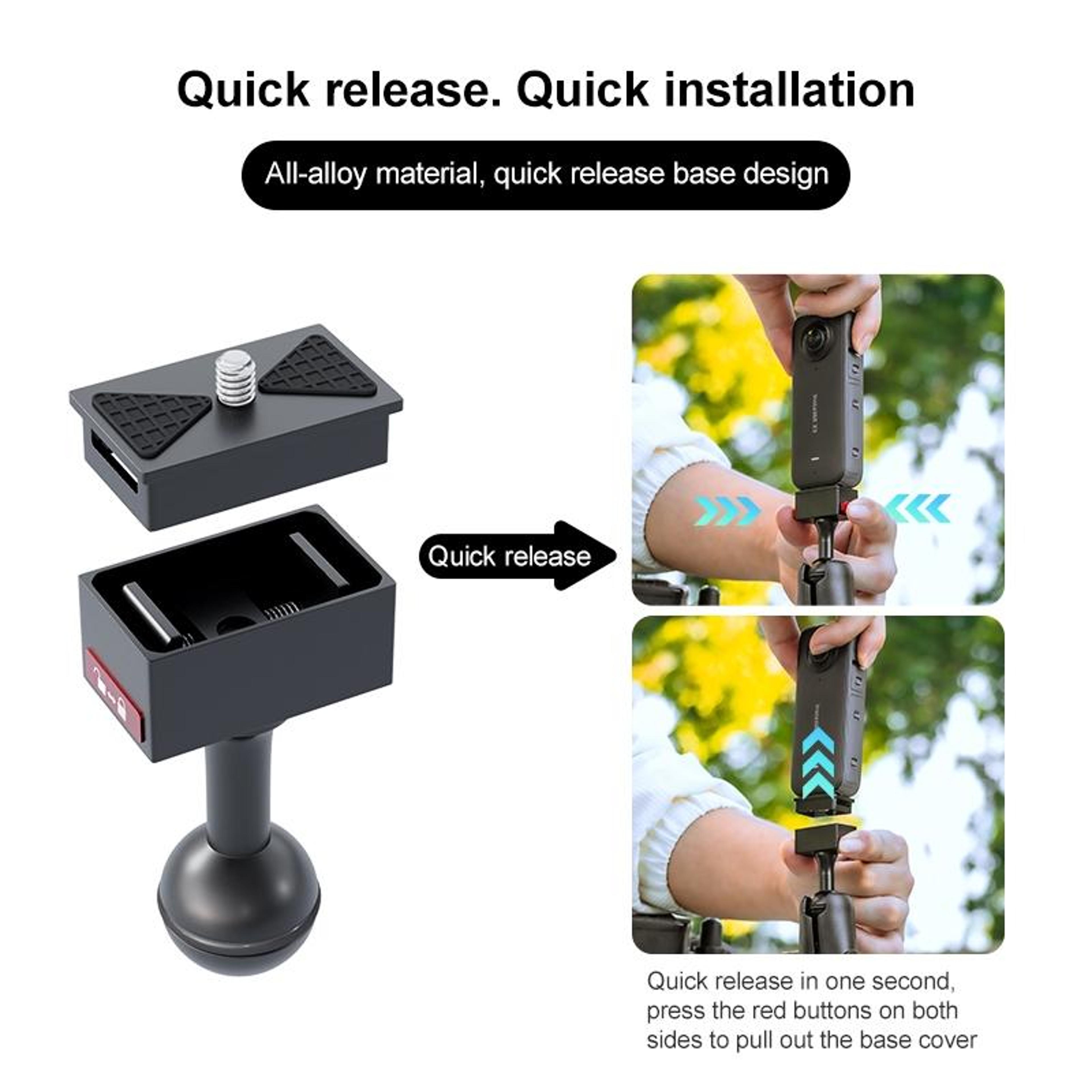 Ball Head Quick Release Camera Mount Adapter For GoPro Insta360  DJI 4