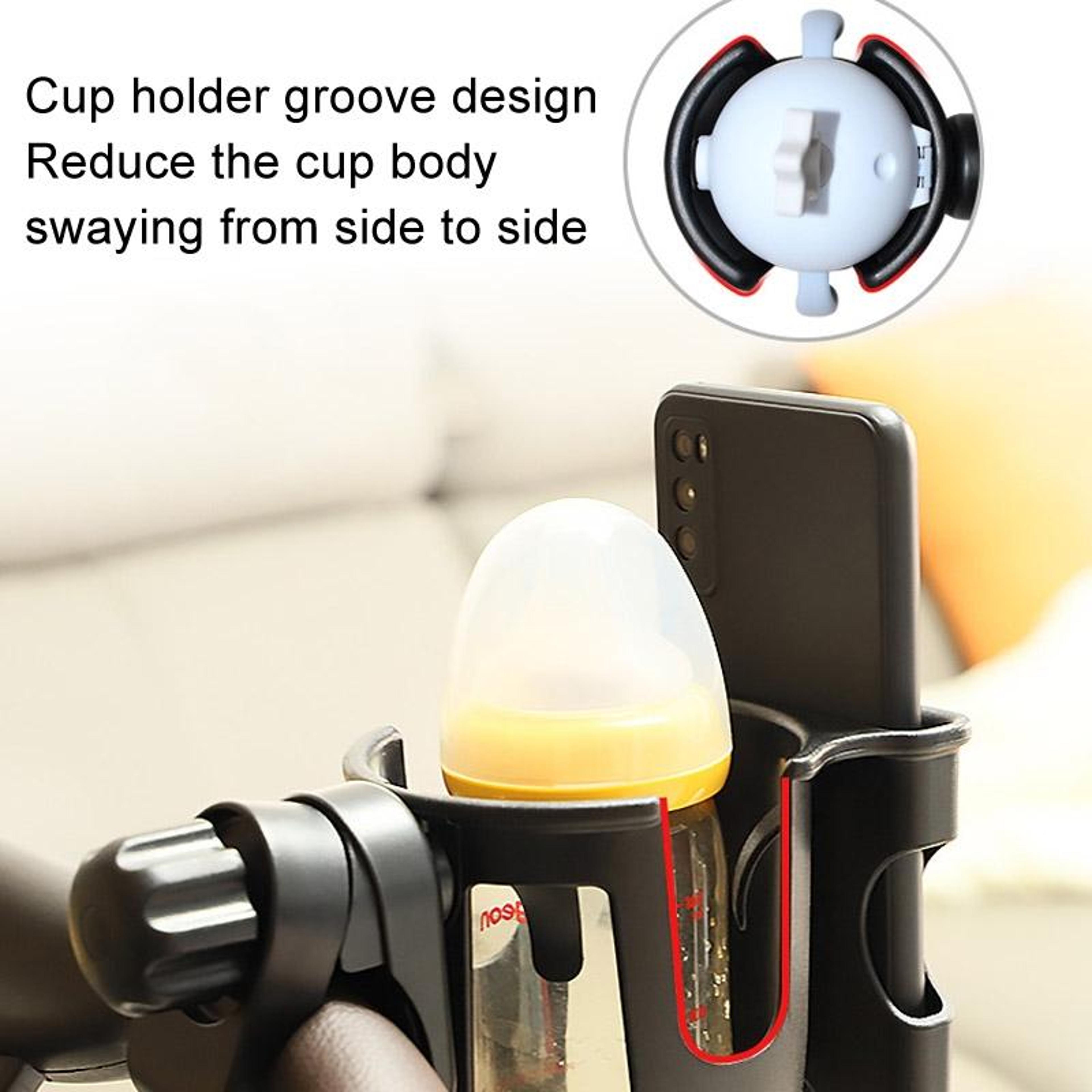 Stroller Cup Holder With Phone Holder Universal Pushchair Bottle  Mobile Organizer 4