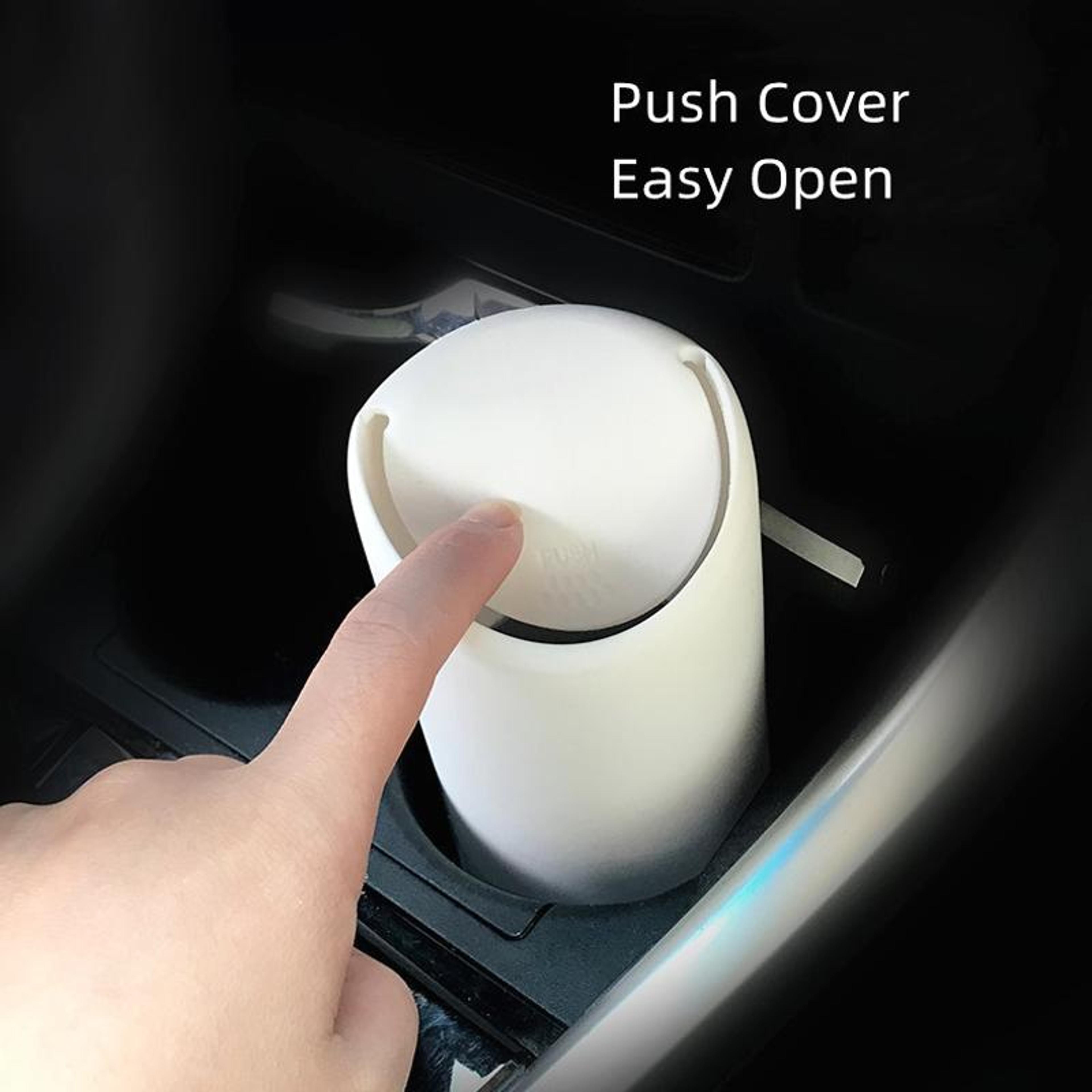 DriveClean Compact Car Trash Can With Push Lid  Easy Clean Removable Bucket 5