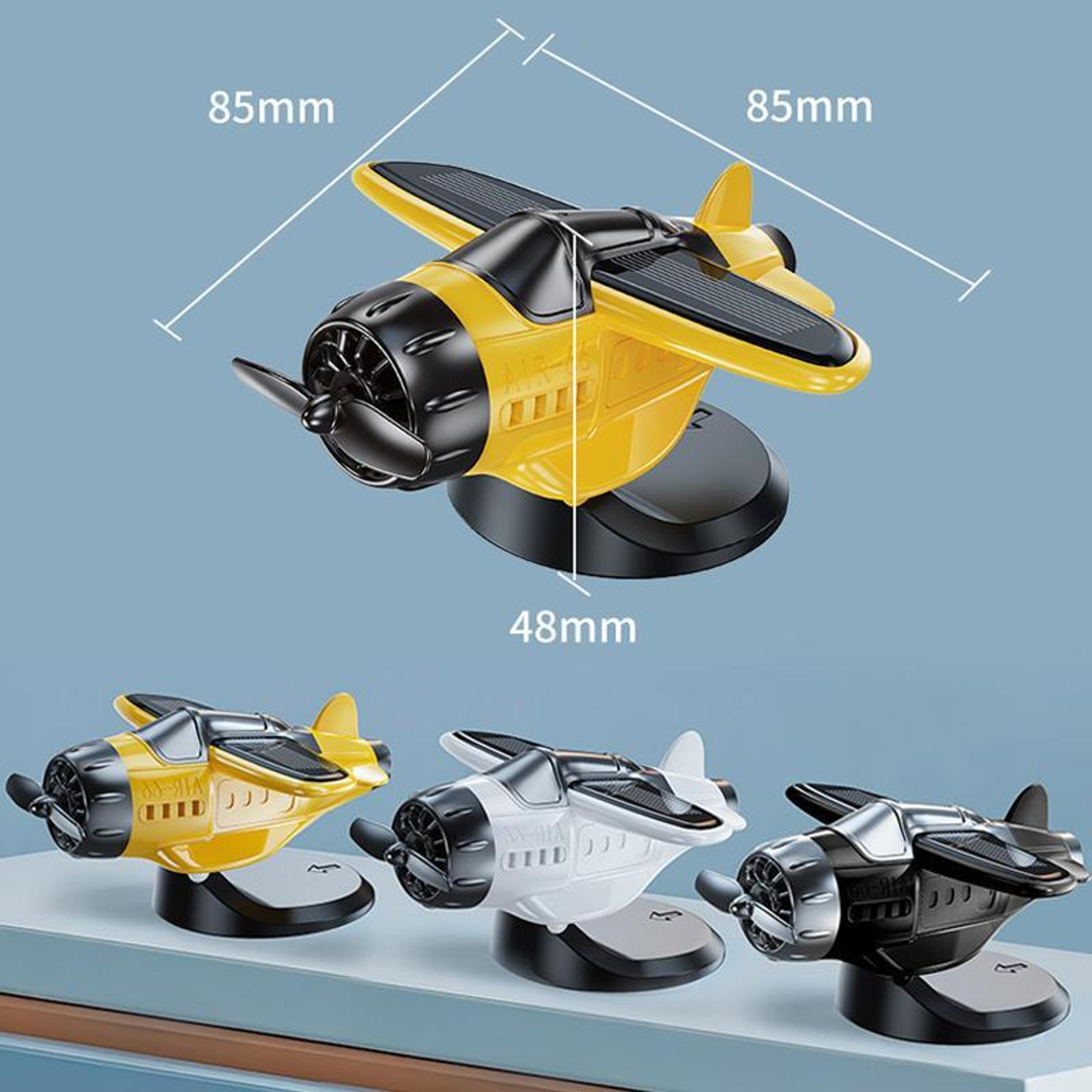 Solar Powered Rotating Airplane Dashboard Ornament Automatic Spinning Car Interior Decor 1