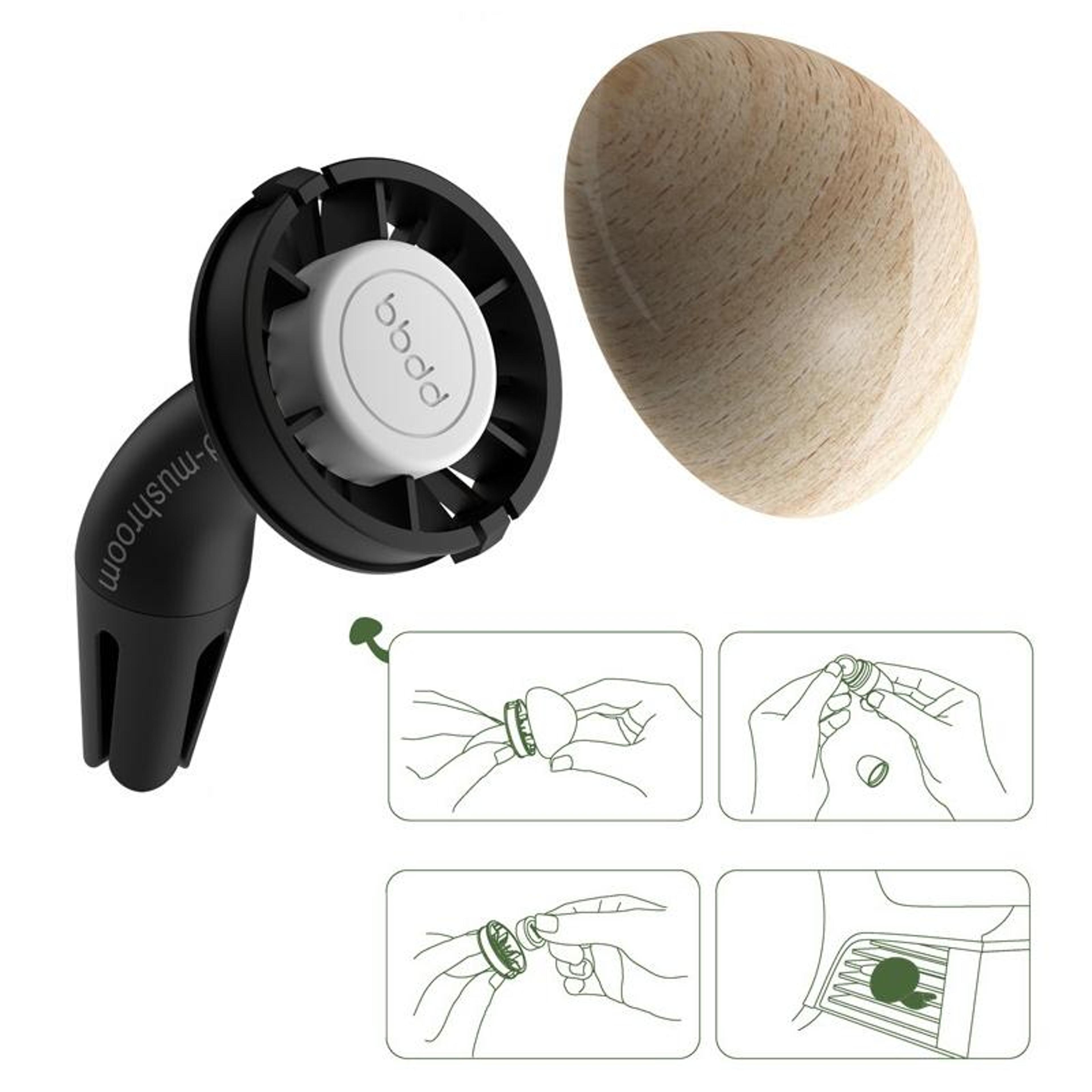 Beech Wood Mushroom Car Vent Diffuser  Aromatherapy Air Freshener Decor 2