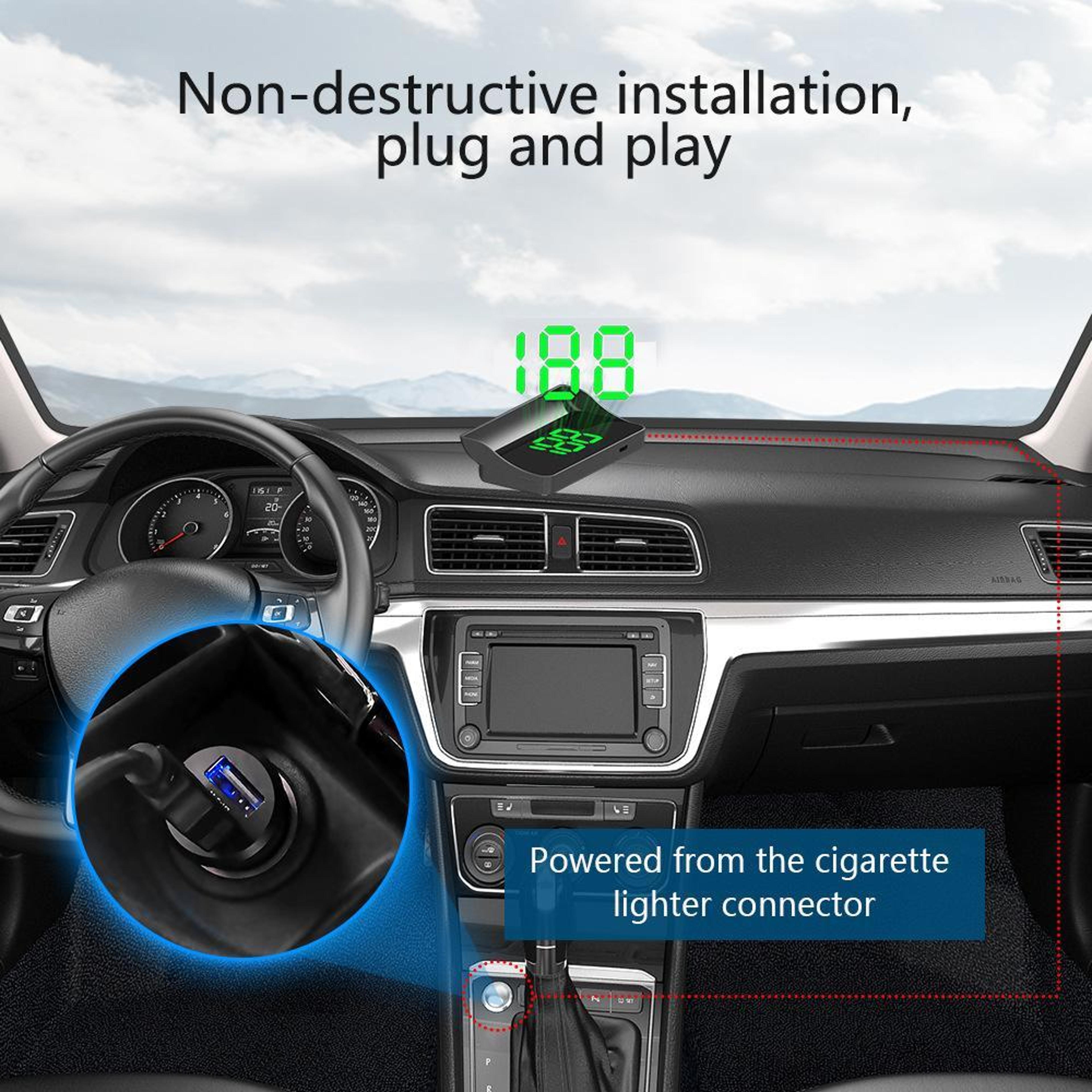 Car HUD Display GPS Head Up Display Digital GPS Speedometer For Universal Vehicles 2