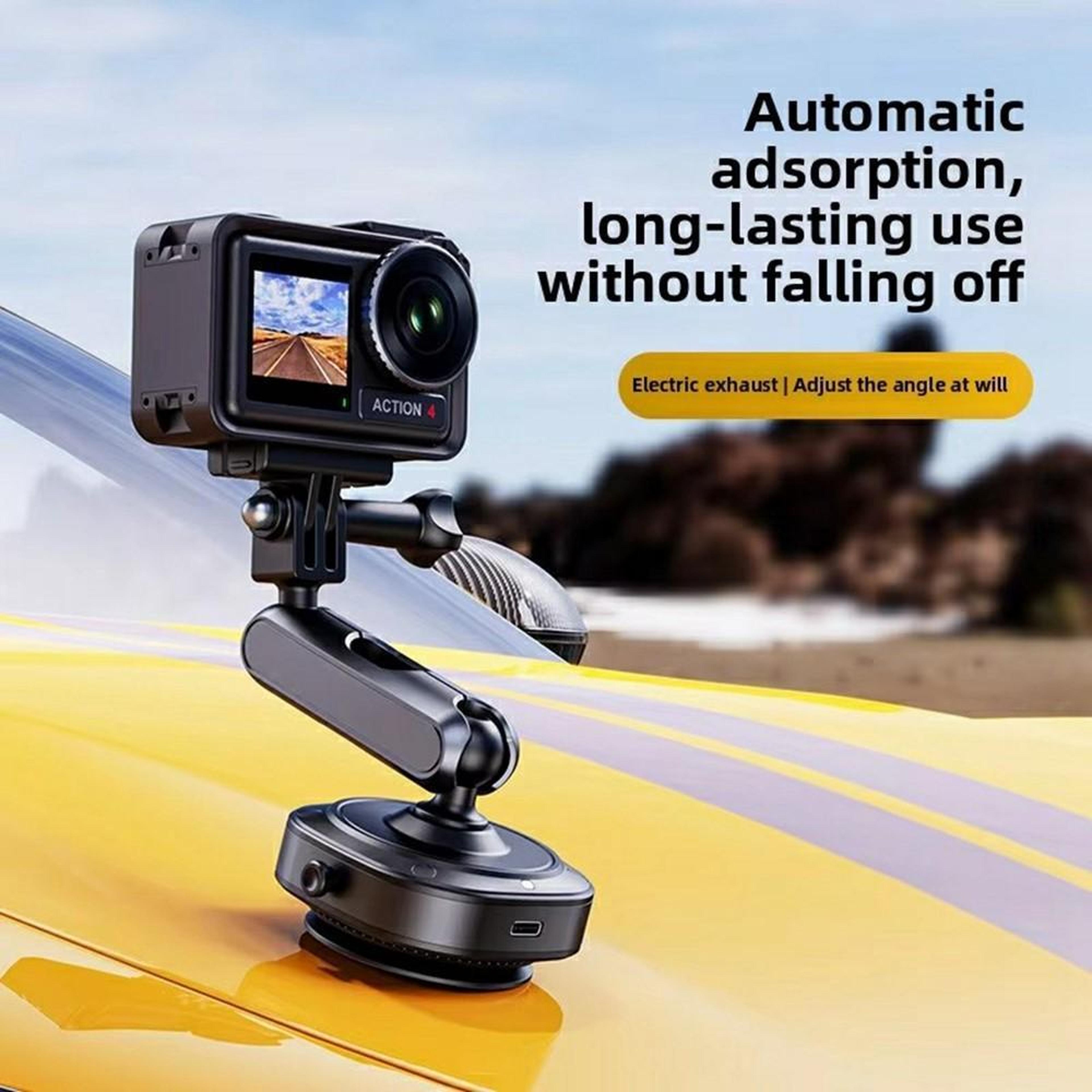 Action Camera Car Mount Electric Vacuum Suction Cup Mount With Degree Aluminum Holder 4