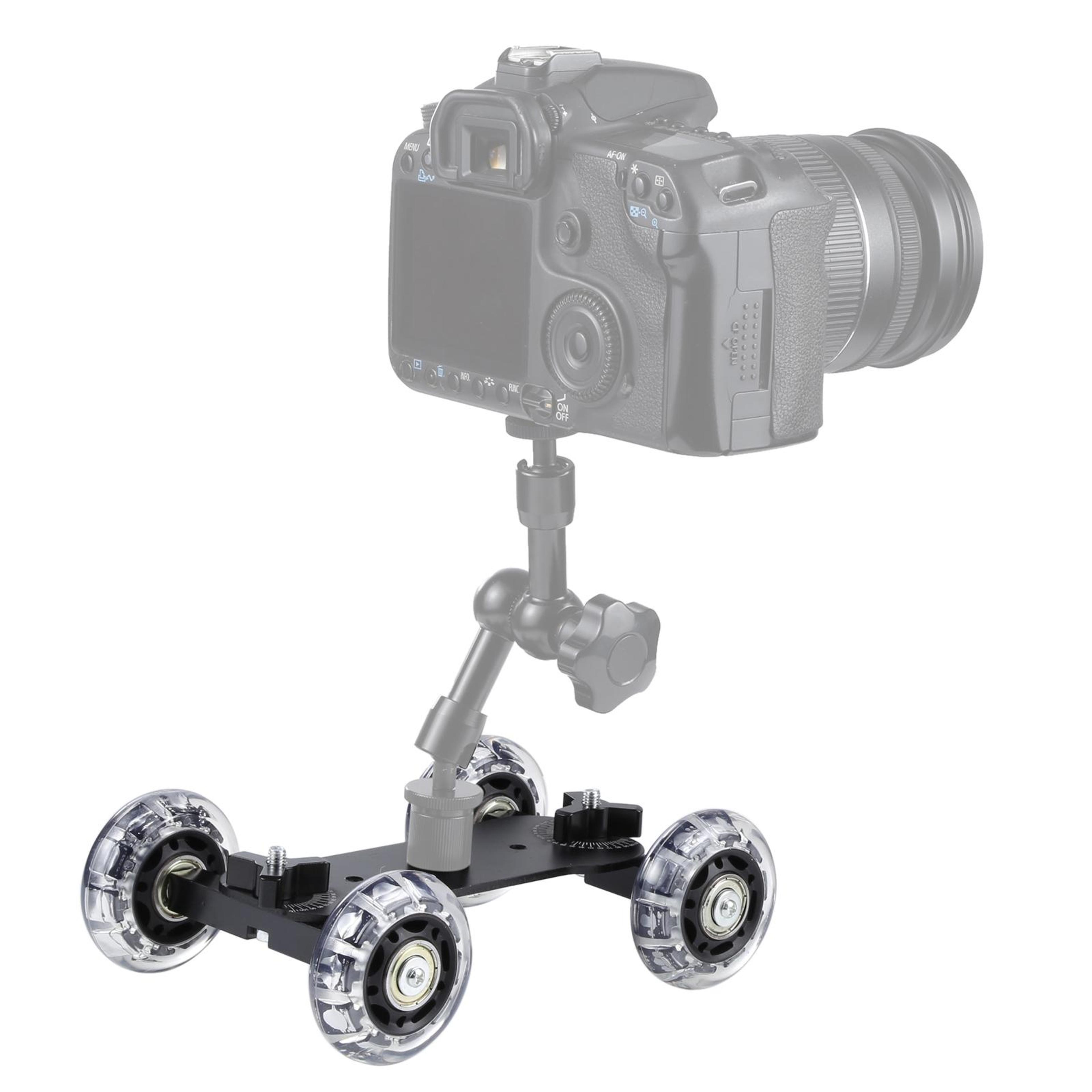 Professional Camera Dolly DSLR Camera Slider Tabletop Video Tracking Dolly With Adjustable Wheels 0