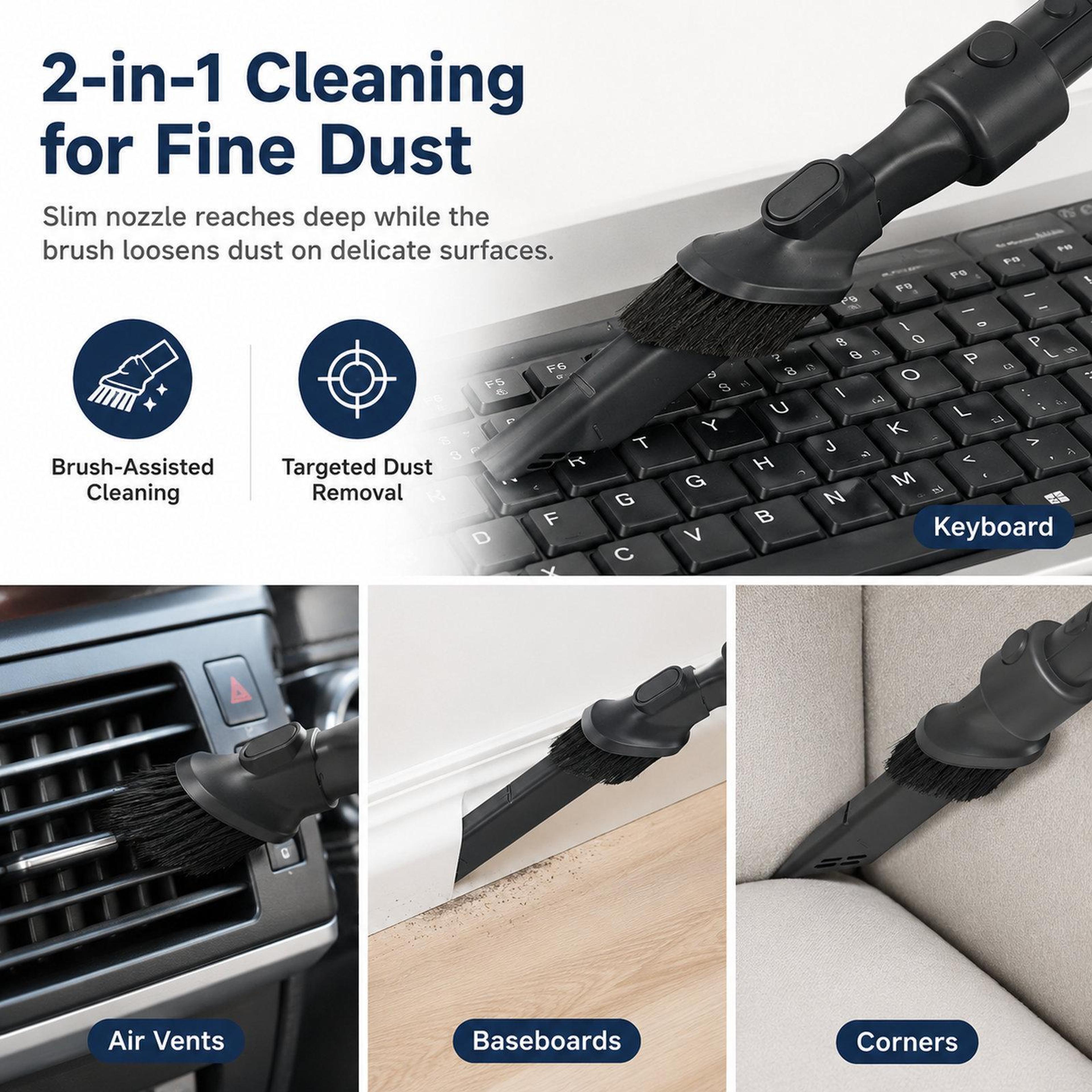 Dreame Vacuum Attachments Kit Long Crevice Tool Dusting Brush Replacement Accessories 5