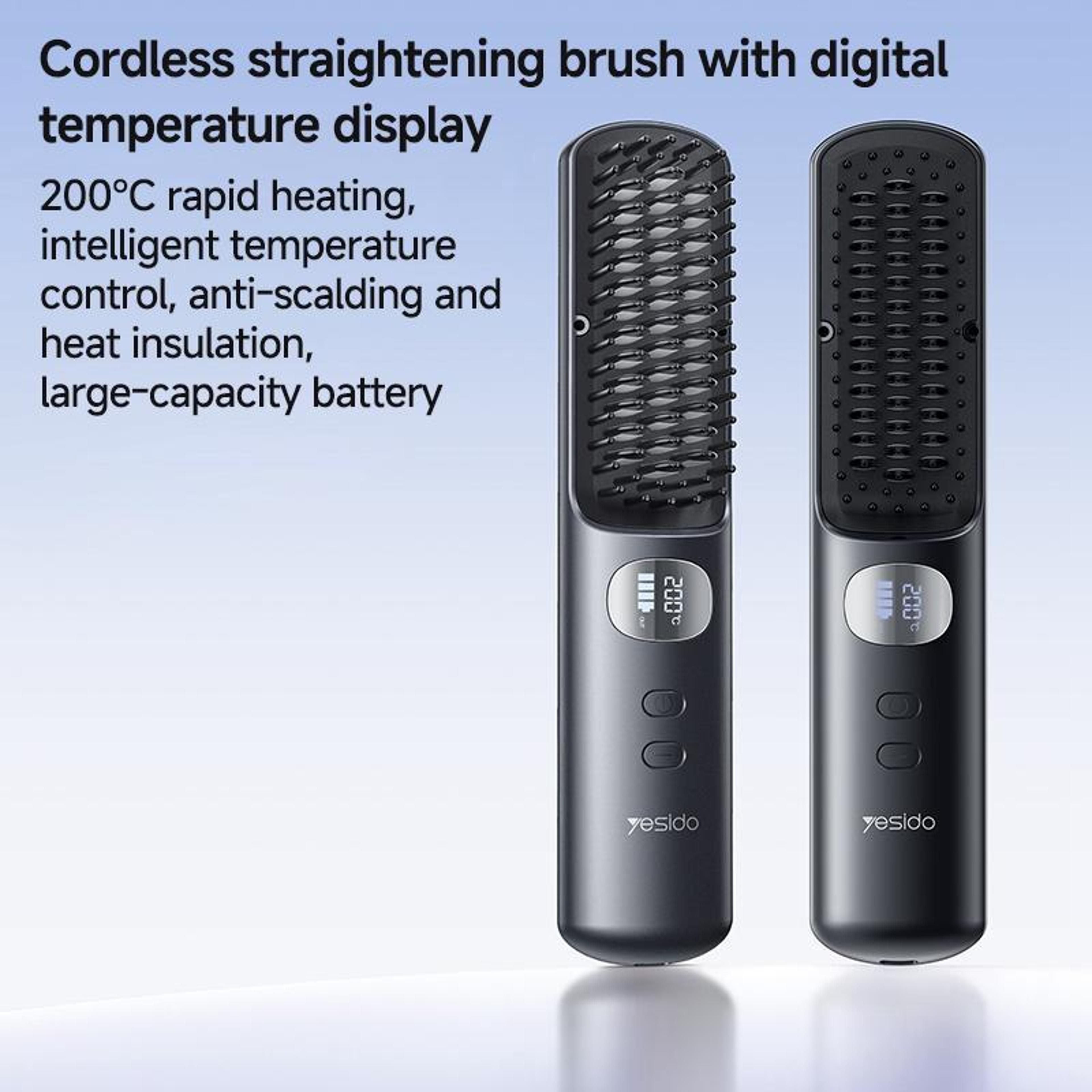 Cordless Hair Straightener Smart Temperature Hair Straightening Brush With Digital Display 1