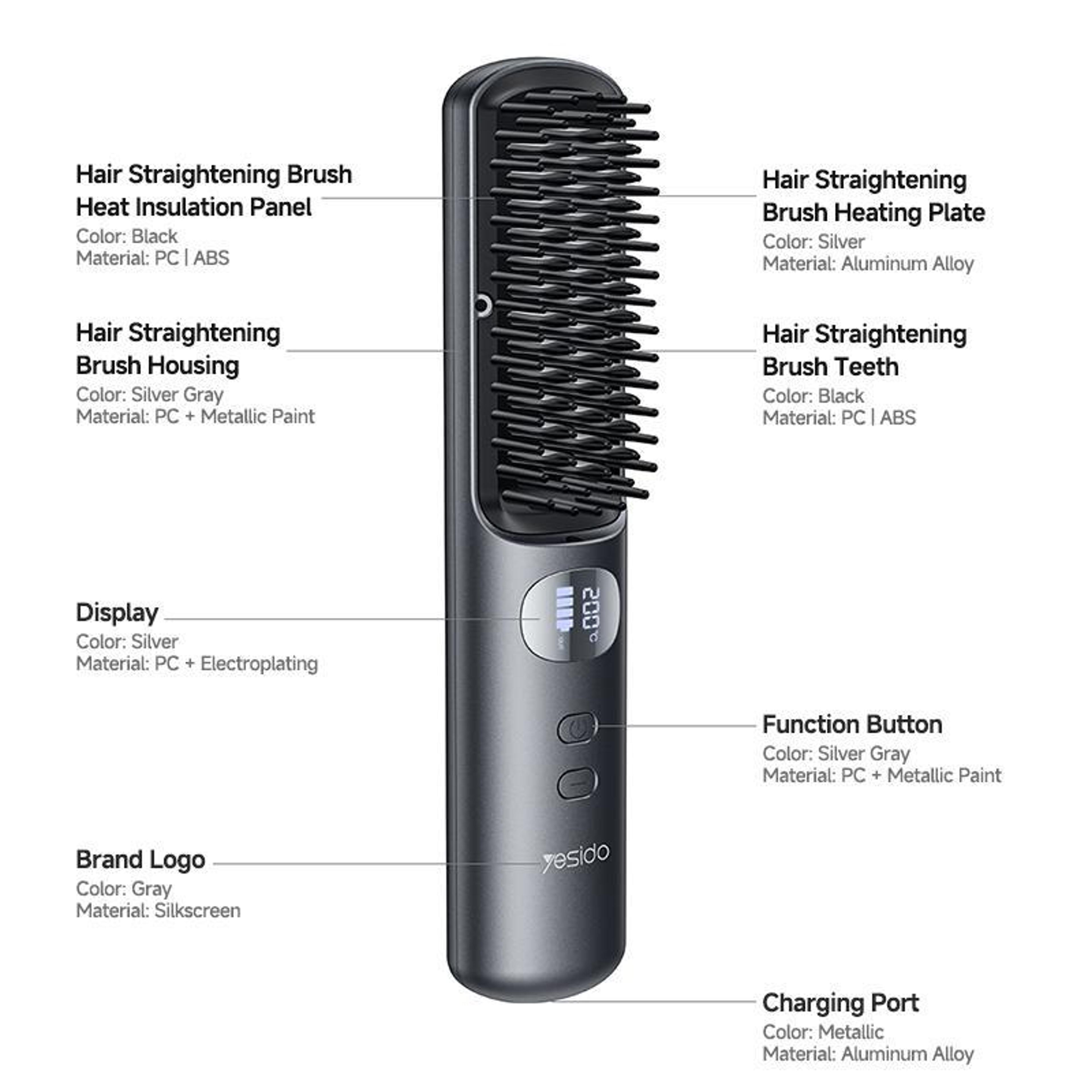 Cordless Hair Straightener Smart Temperature Hair Straightening Brush With Digital Display 2