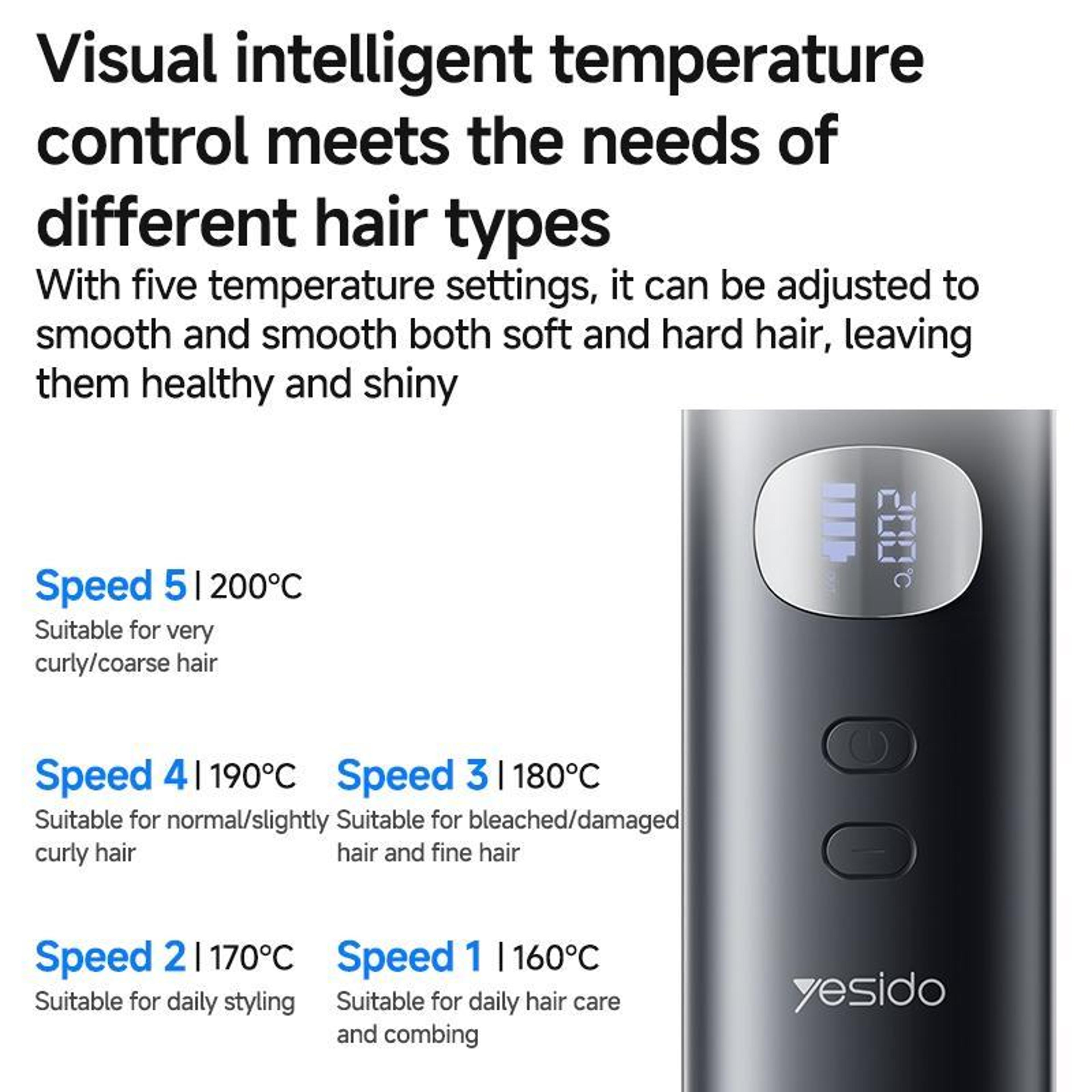 Cordless Hair Straightener Smart Temperature Hair Straightening Brush With Digital Display 9