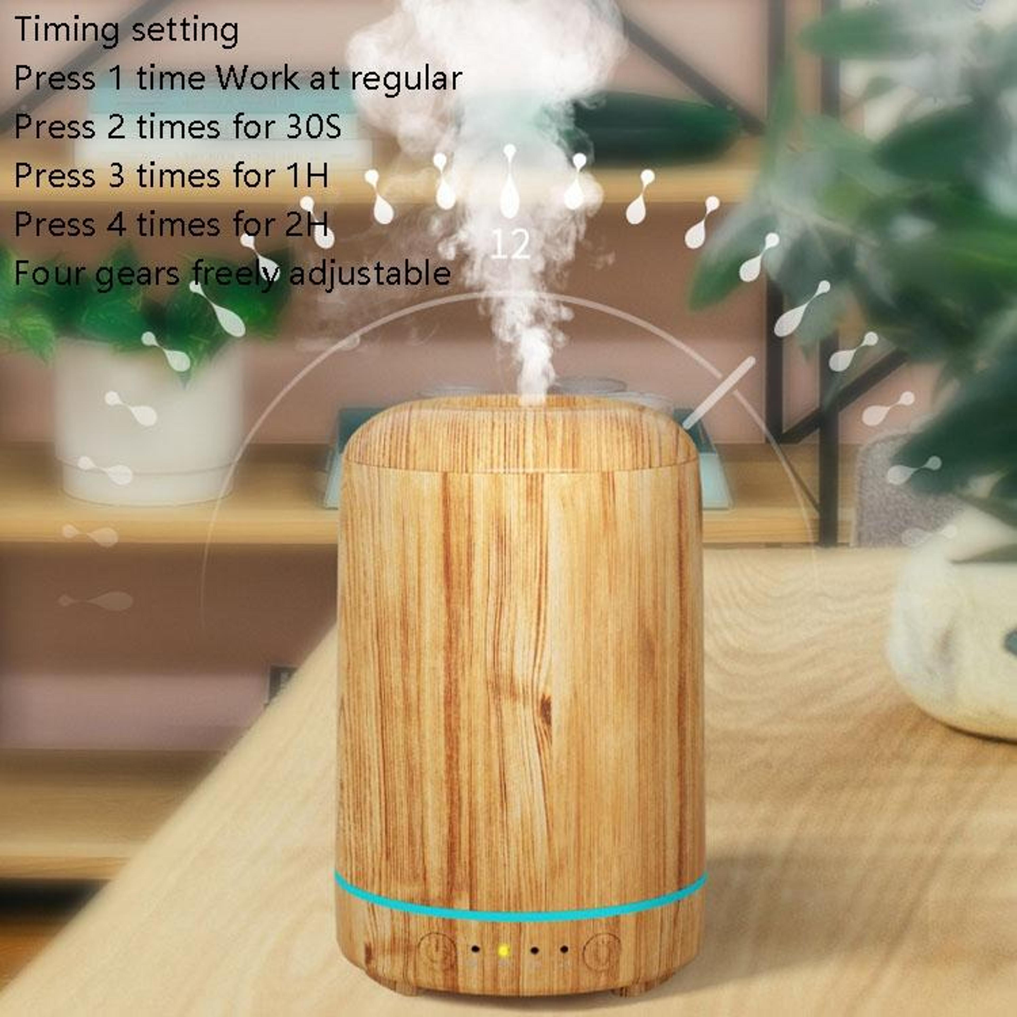 USB Aroma Diffuser Wood Grain Cool Mist Humidifier With Colorful LED Night Light 2