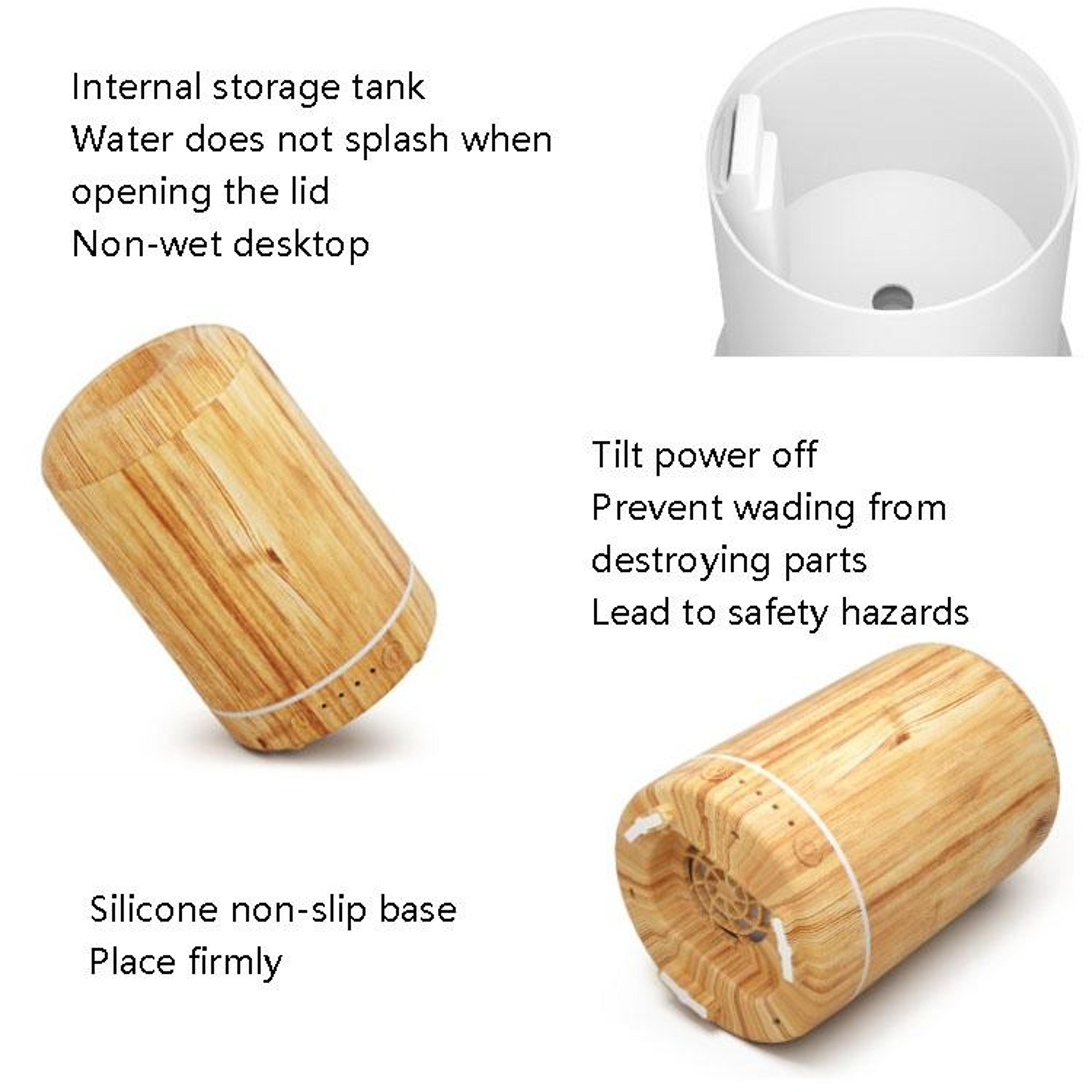 USB Aroma Diffuser Wood Grain Cool Mist Humidifier With Colorful LED Night Light 4