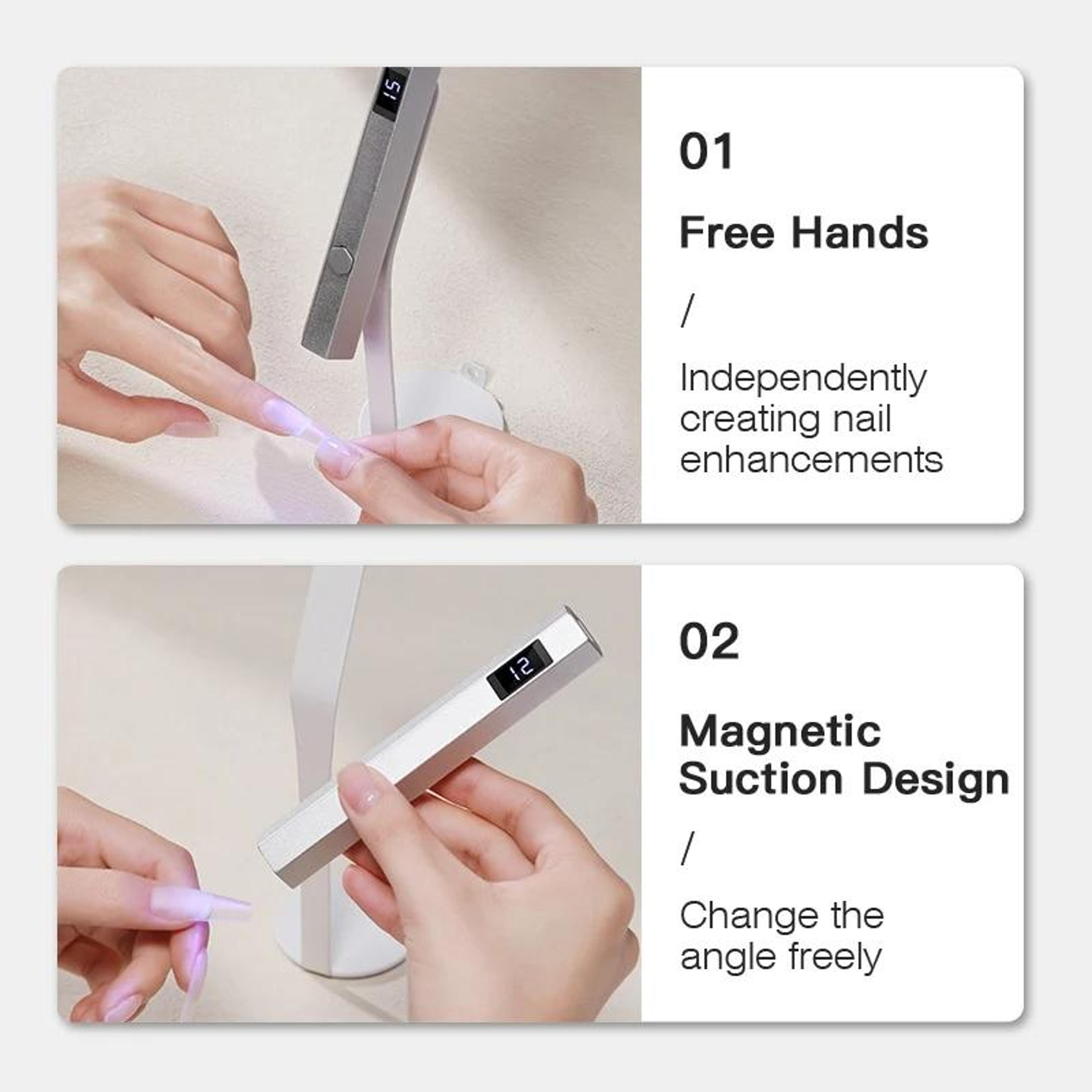 Professional UV Nail Lamp With Magnetic Bracket Timer Settings For Fast Gel Nail Curing 12