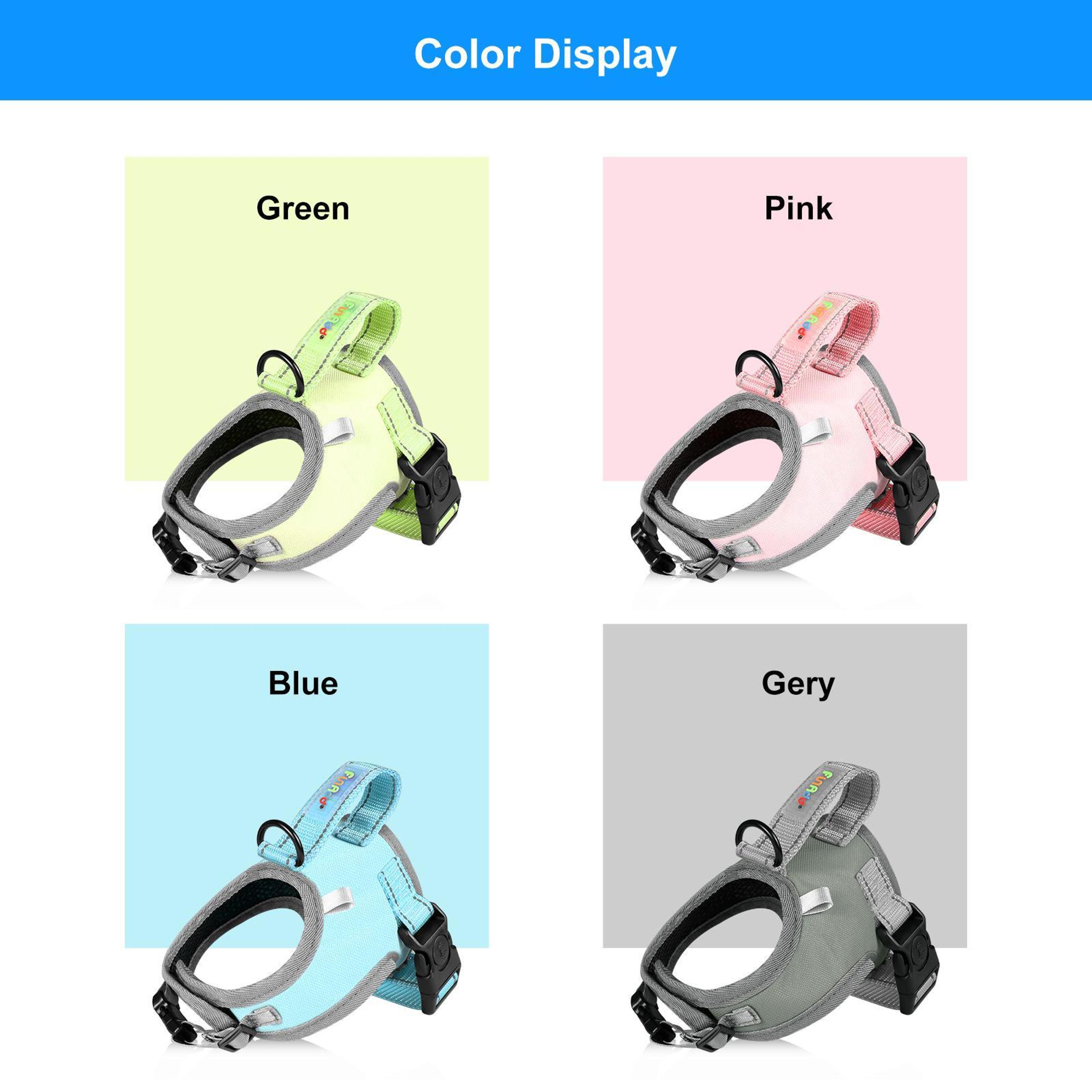 FunAdd Reflective Dog Harness Breathable Adjustable No Pull Pet Vest With Leash 7