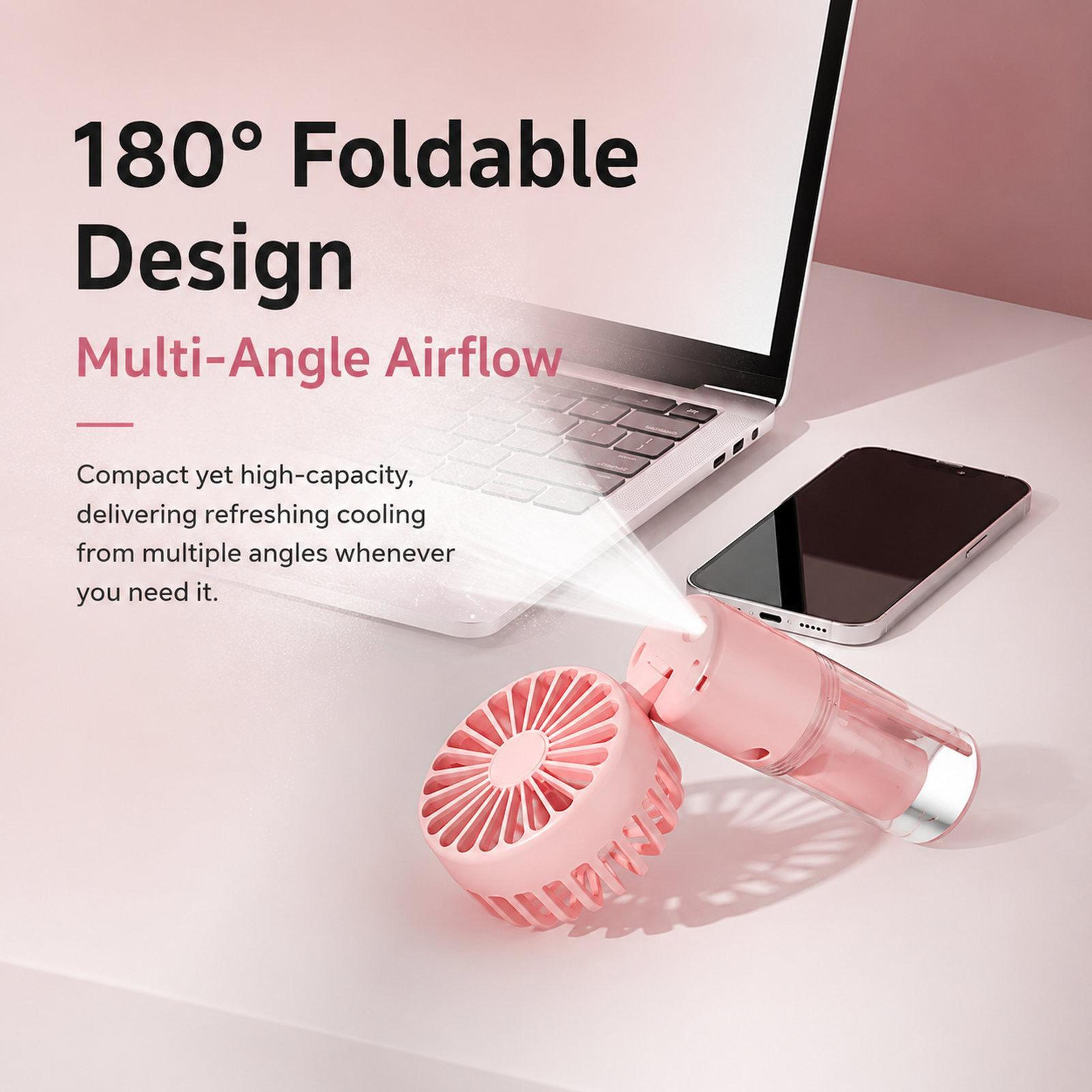 Portable Misting Fan Rechargeable Mini Personal Cooling Fan With Water Spray And Foldable Neck Stra 5