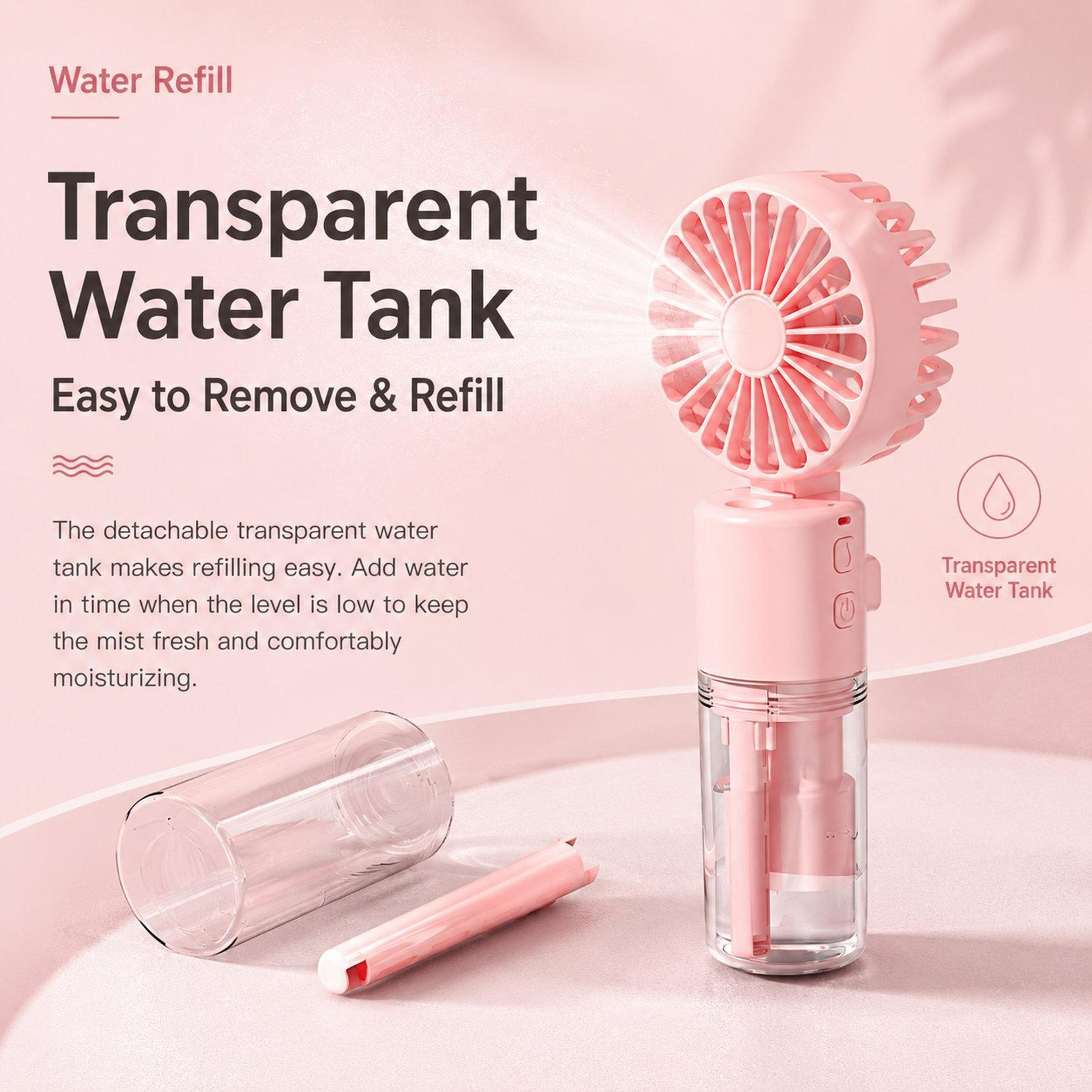 Portable Misting Fan Rechargeable Mini Personal Cooling Fan With Water Spray And Foldable Neck Stra 6