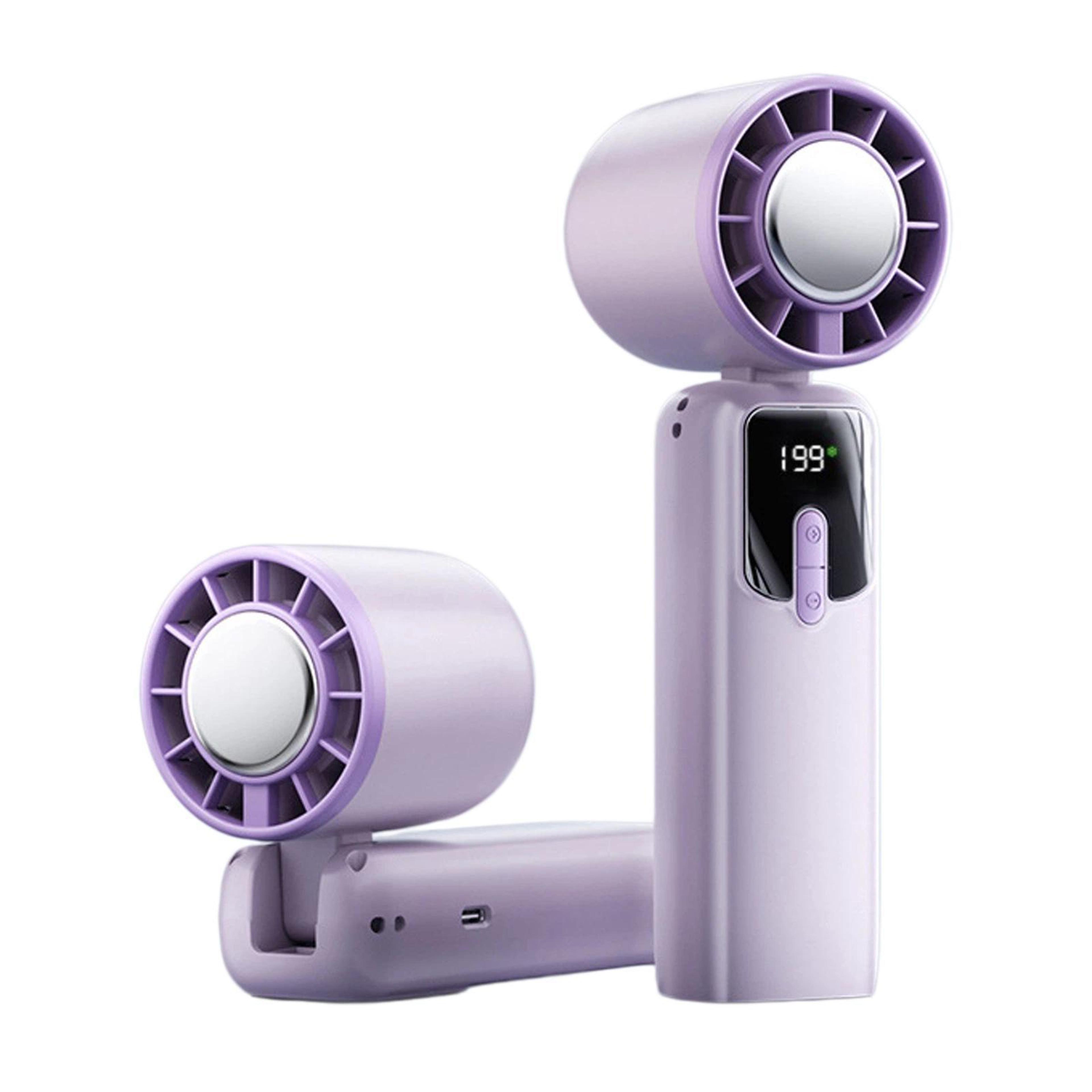 Portable Handheld Fan With Ice Cooling Digital Display  Speed Rechargeable Airflow 10