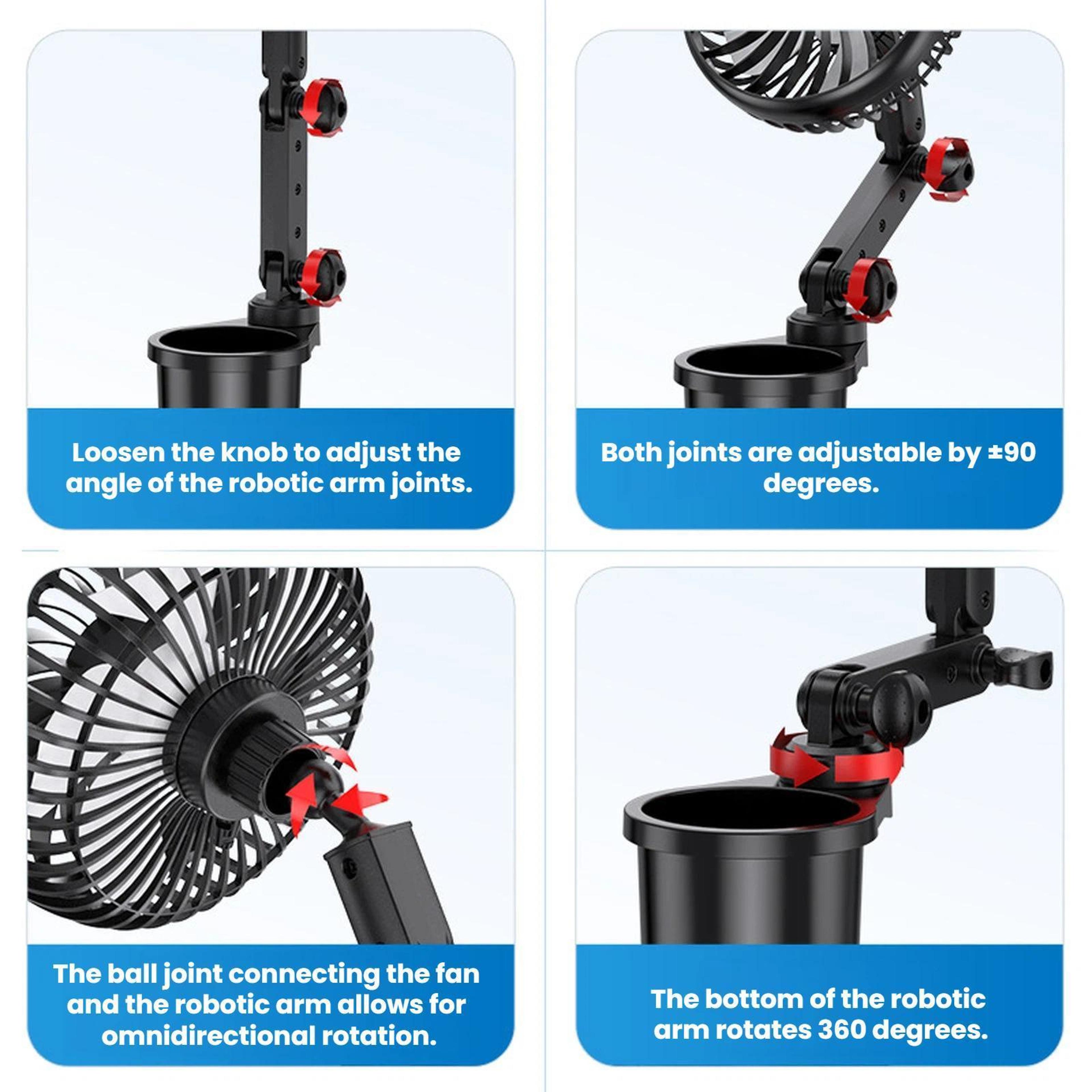 Car Cup Holder Fan Adjustable USB Car Cooling Fan For Vehicle Cup Holders 5