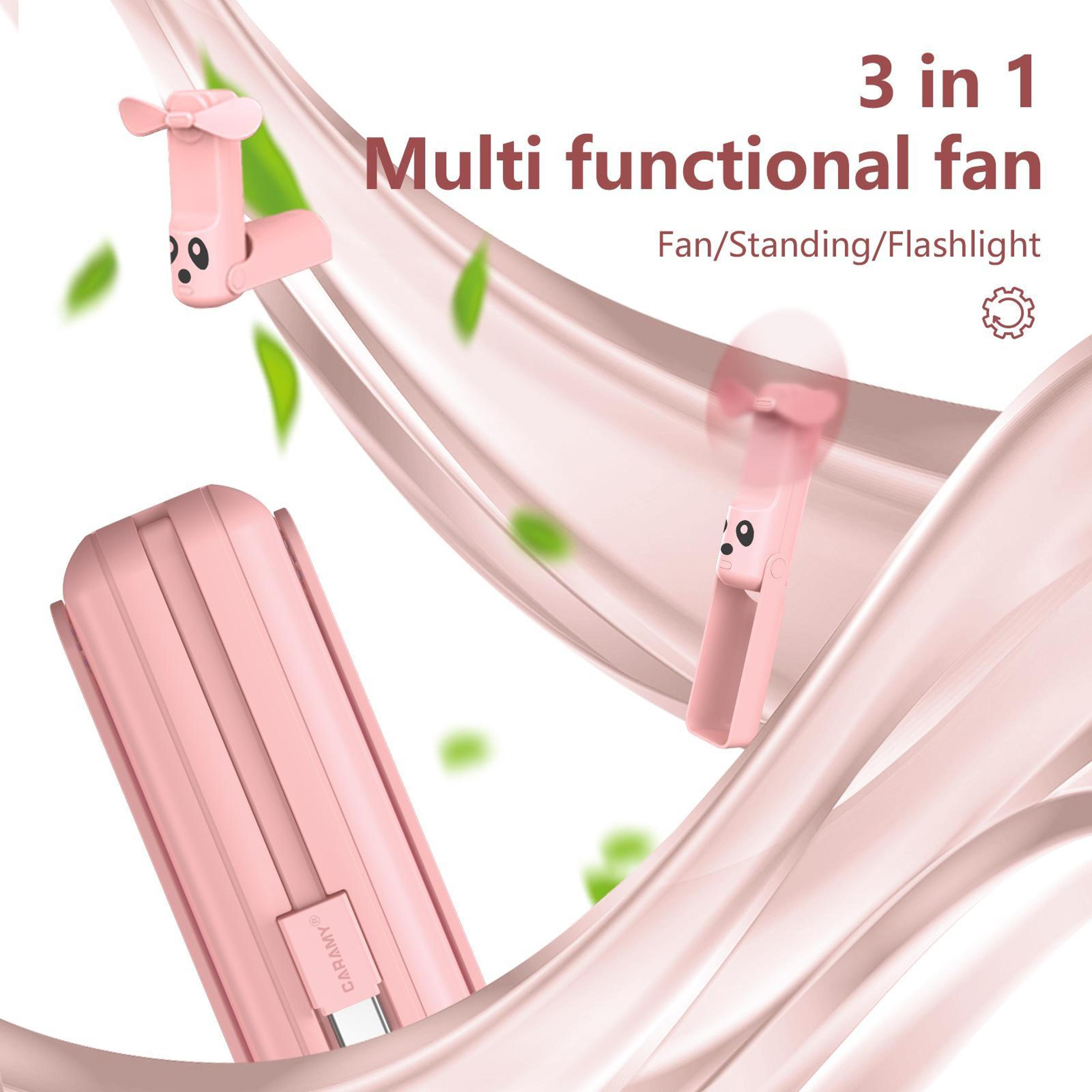 Portable Handheld Fan Mini Folding Rechargeable USB Type C Fan With BuiltIn Power Bank  Flashlight 2
