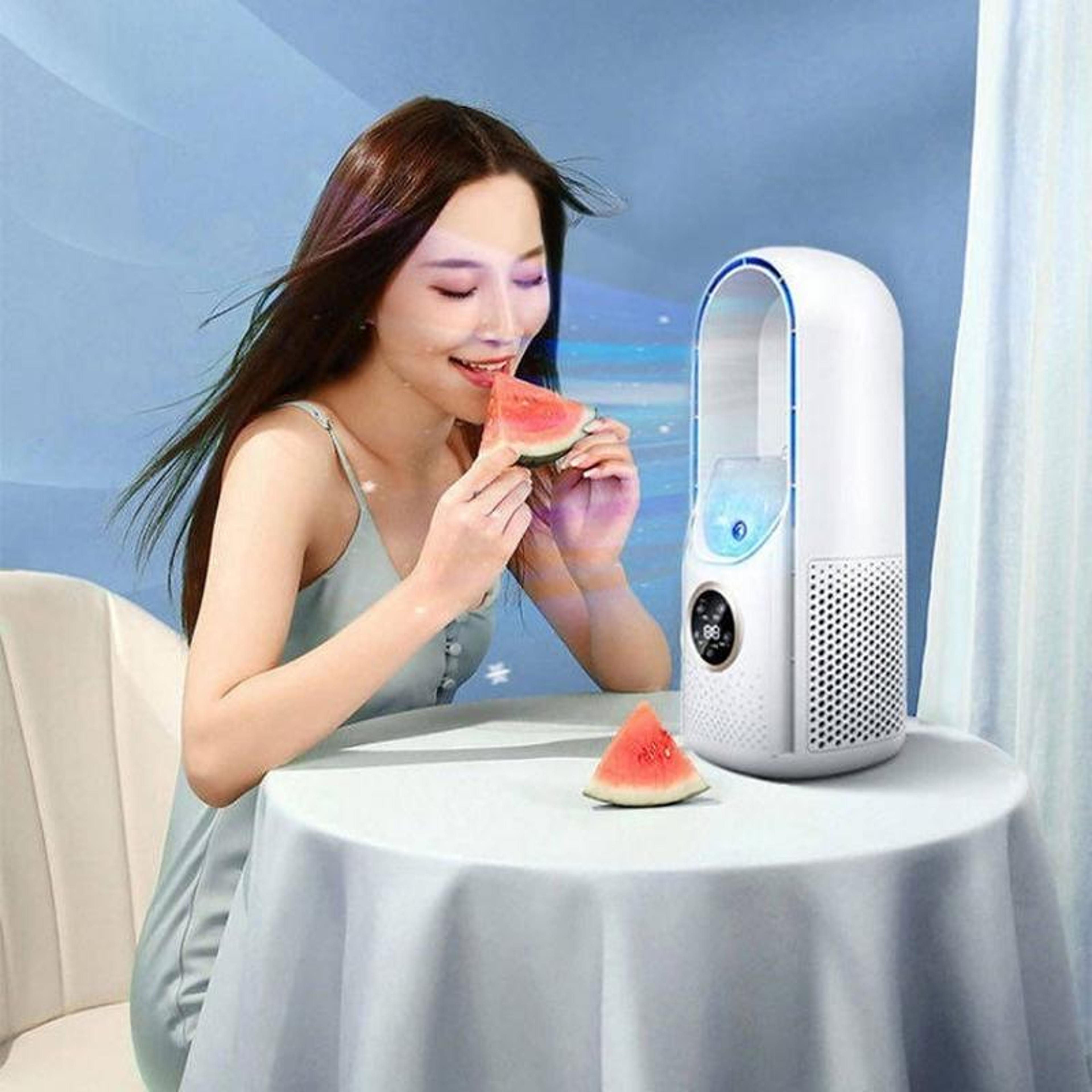 Bladeless Desk Fan With Humidifier LED Light  Speed USB Portable Air Cooler 2