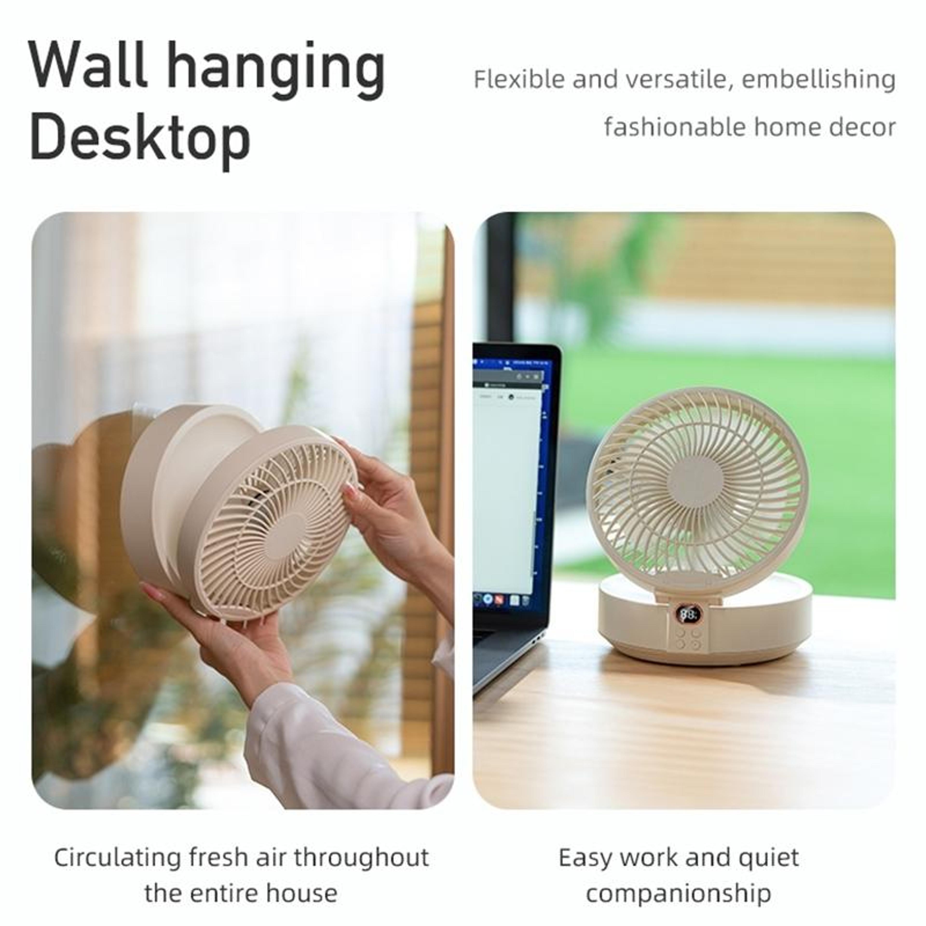 Wall Mounted Fan With Night Light Rechargeable Swivel Head Cooling Fan 2