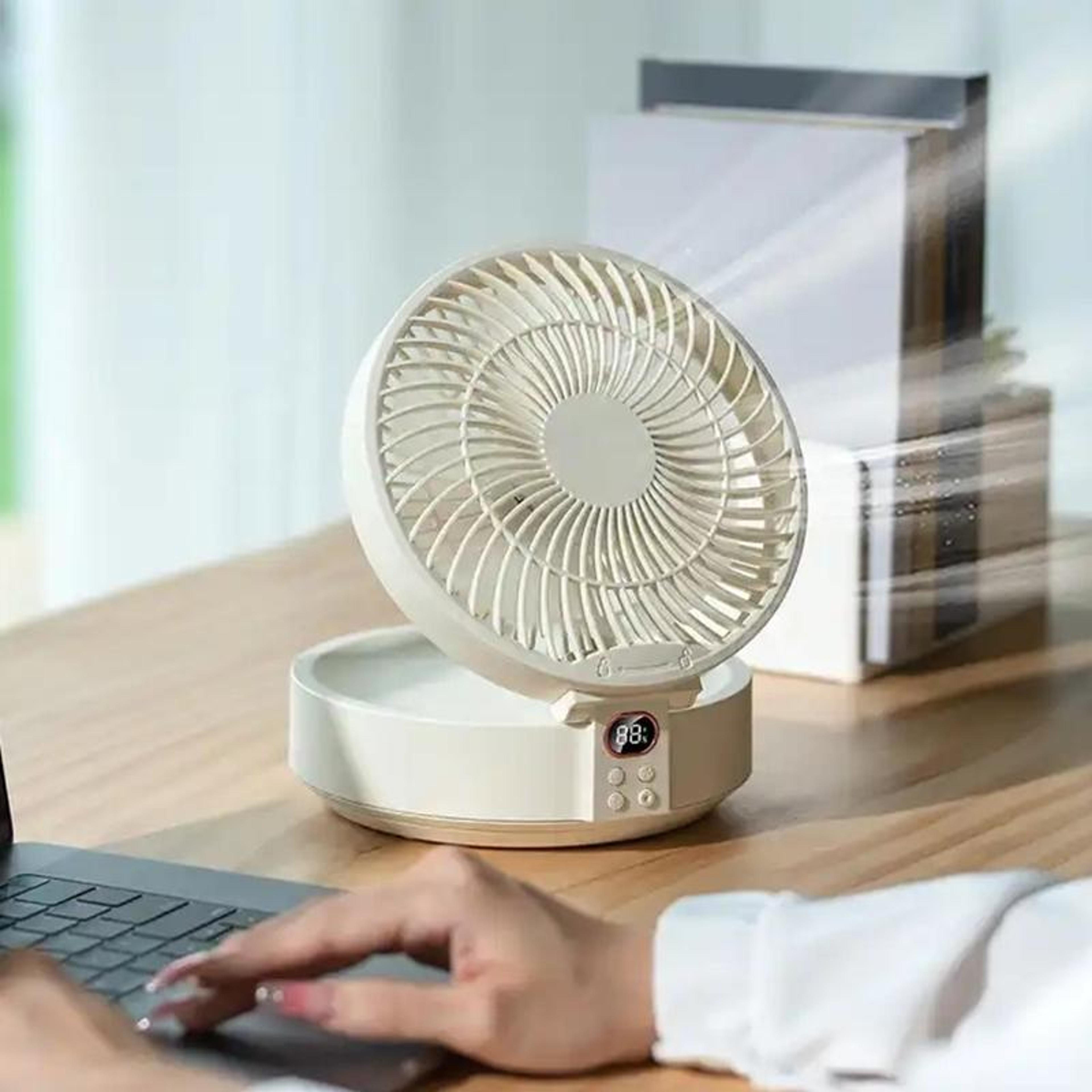 Wall Mounted Fan With Night Light Rechargeable Swivel Head Cooling Fan 5
