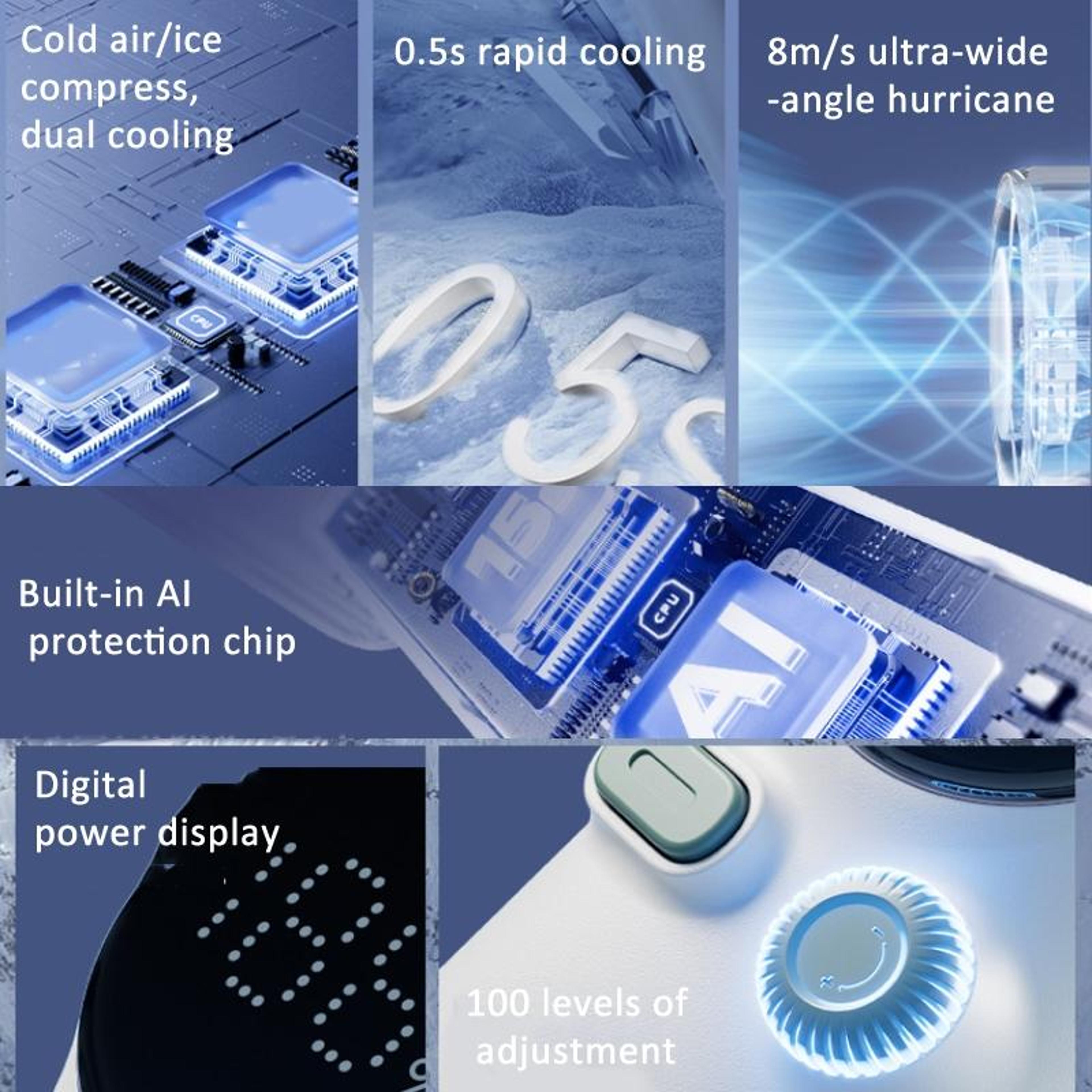 Portable Handheld Turbo Cooling Fan With Speed Settings And Rechargeable Battery 2