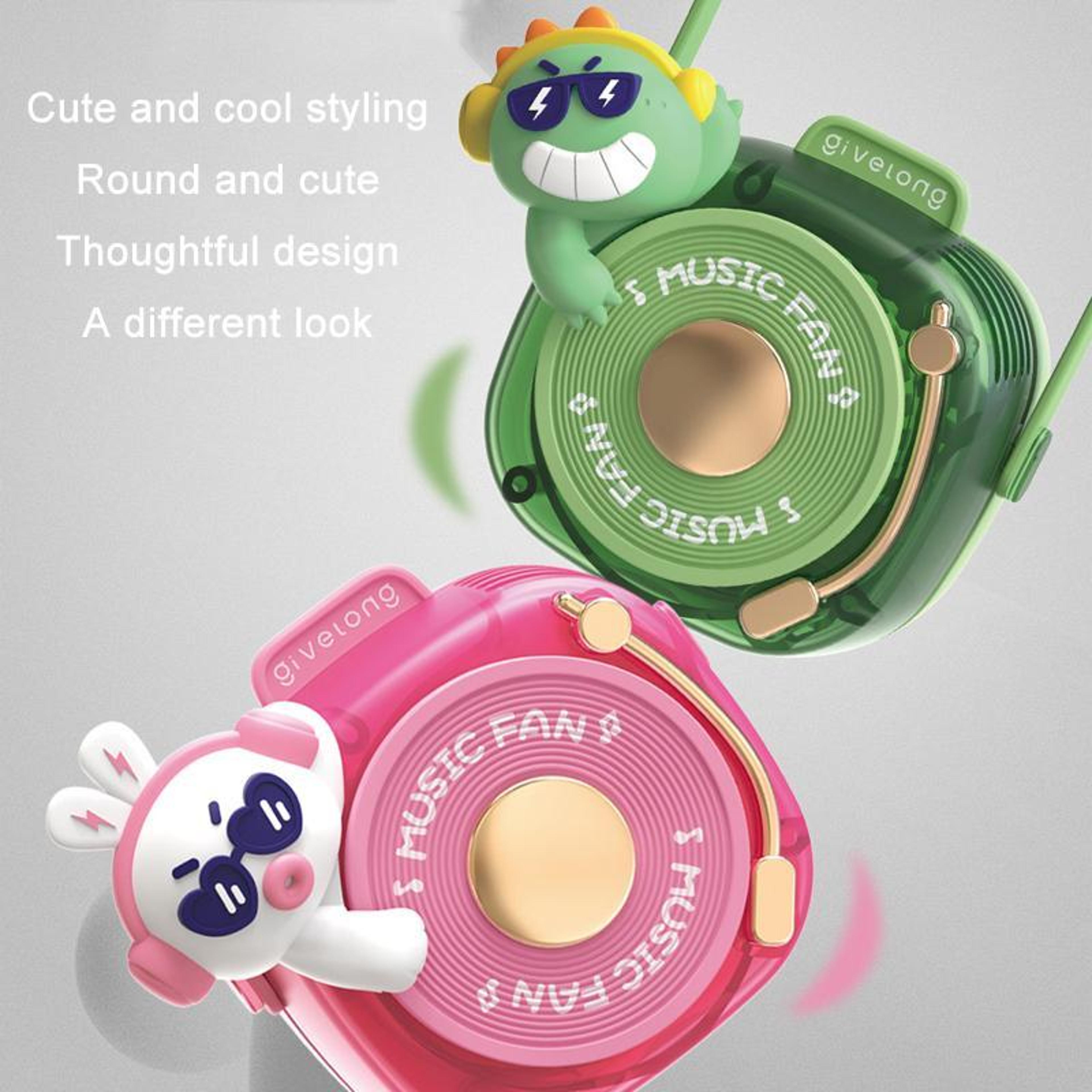 Givelong Portable Neck Fan USB Rechargeable Bladeless Neck Fan With Cute DJ Lanyard Design 5