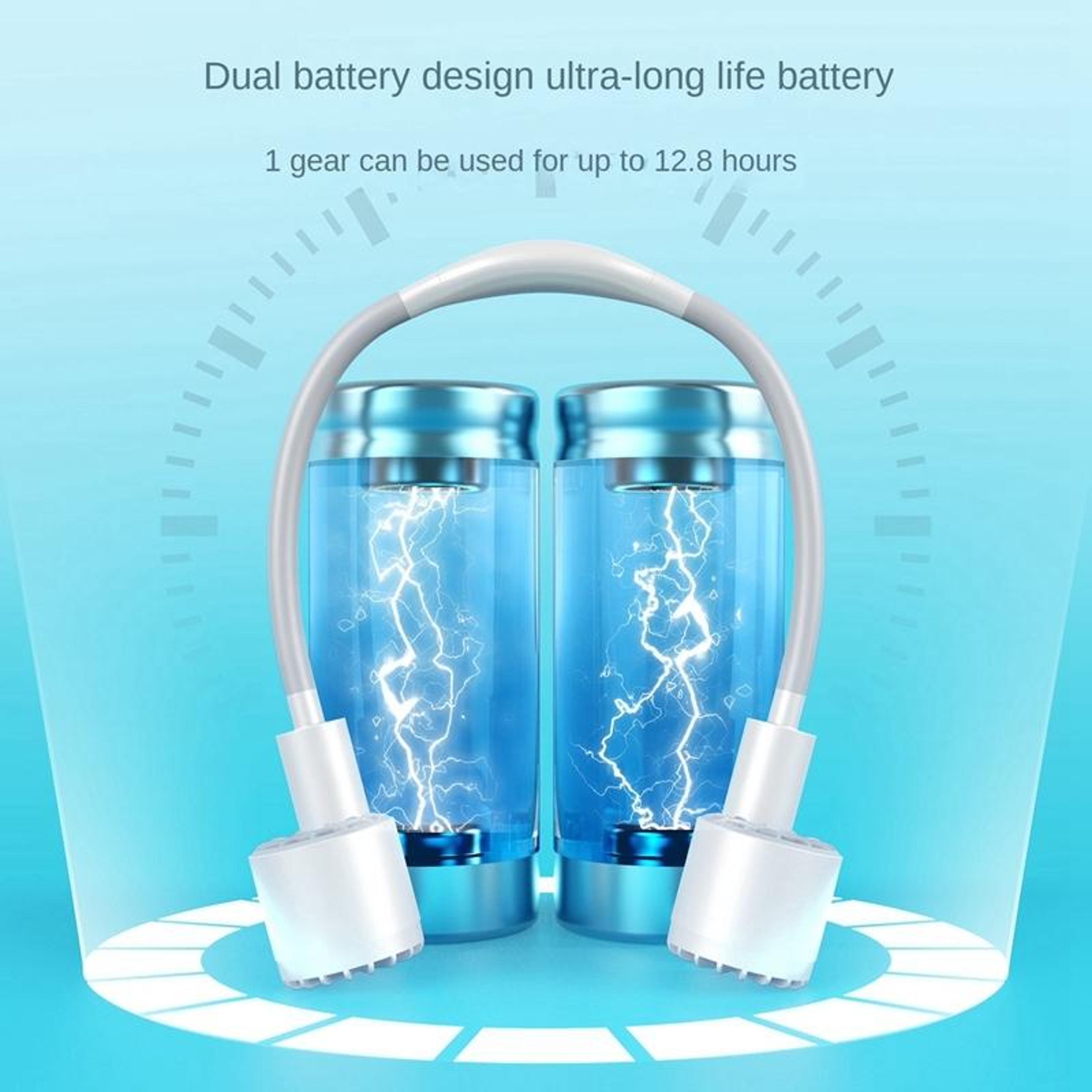 Twin Head Bladeless Neck Fan Rechargeable Portable Neck Fan With Speeds And Dual Turbine Cooling 6