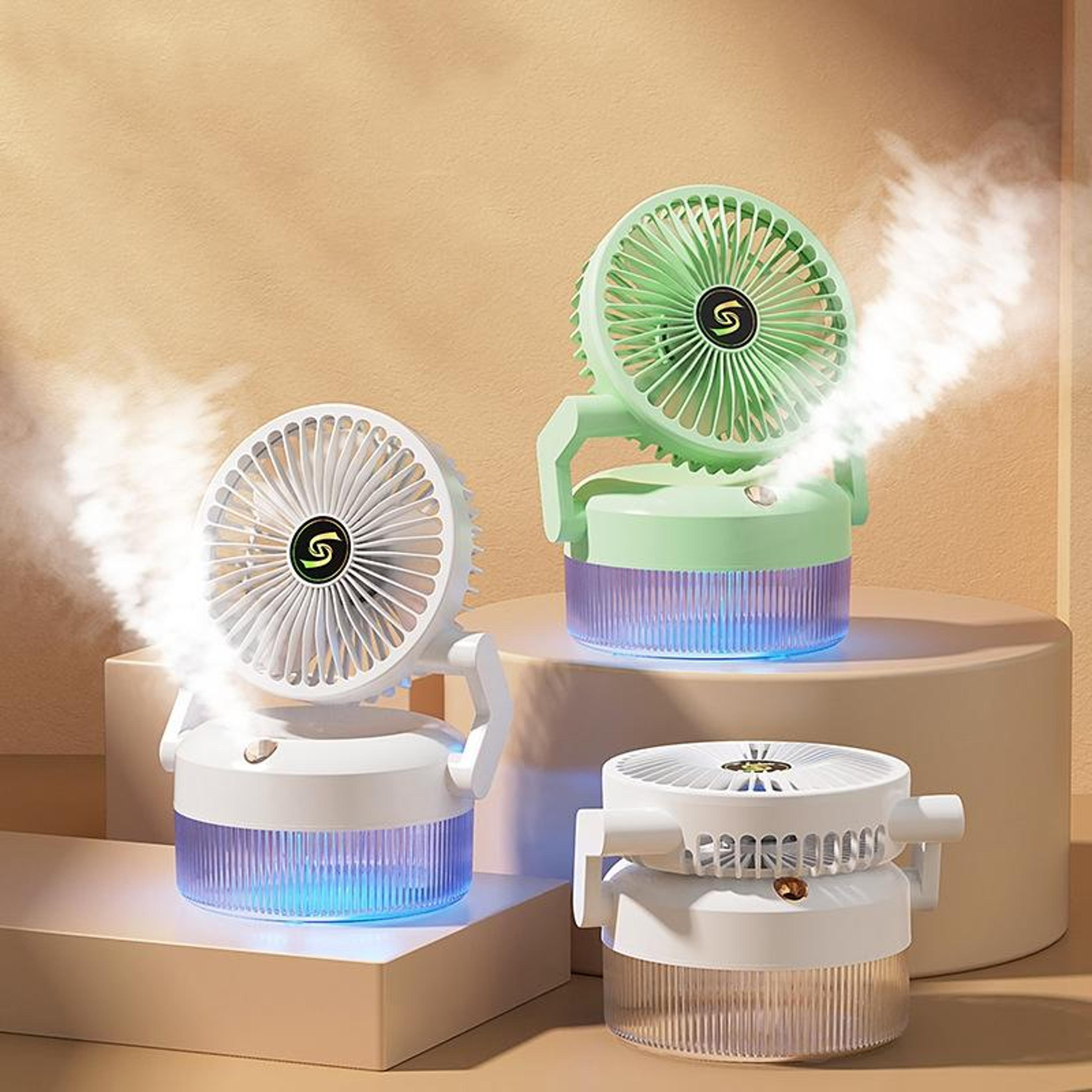 Portable Desktop Humidifier Fan USB Rechargeable Folding Mist Cooling Fan With Night Light 1