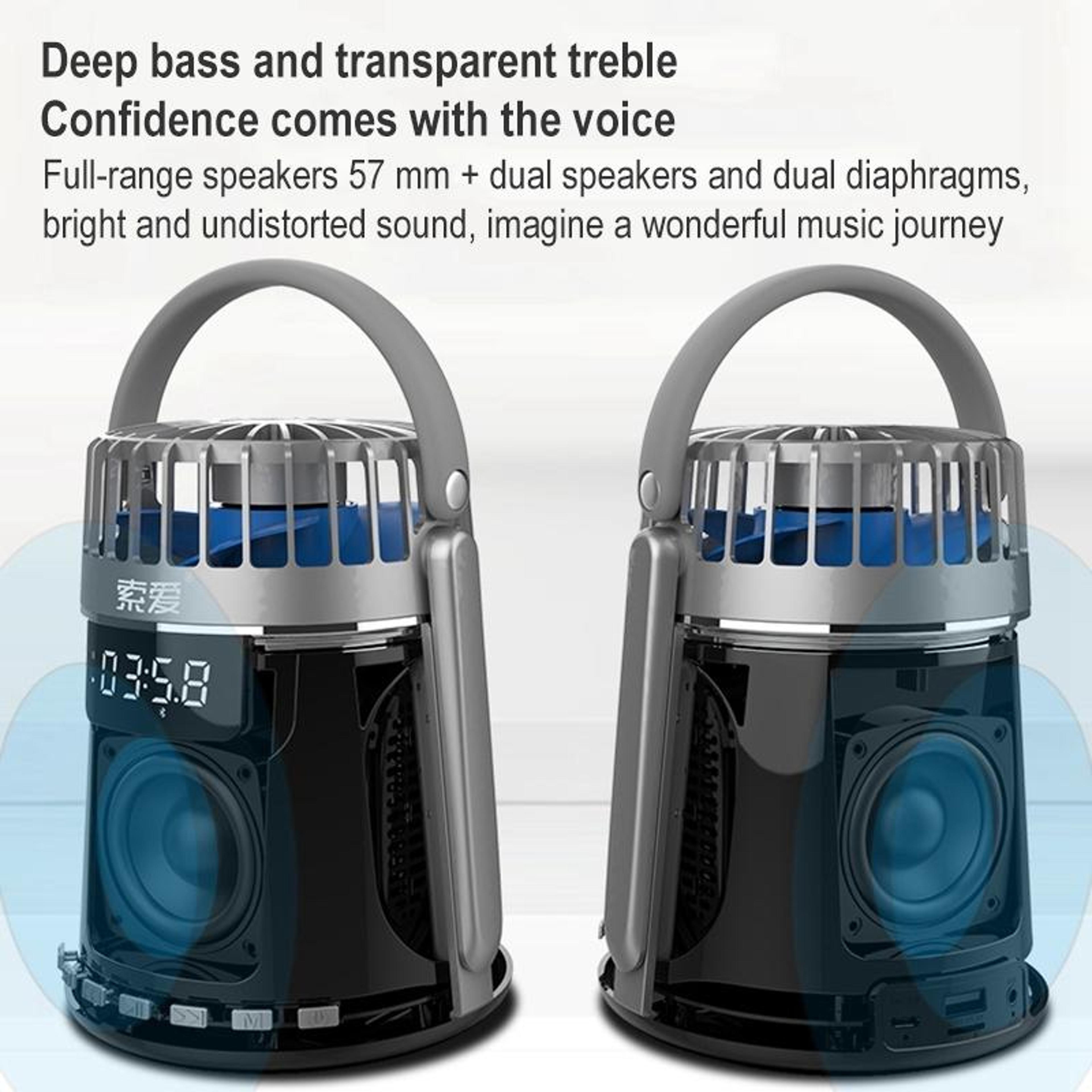 Bluetooth Alarm Clock Speaker With Dual Alarm Small Fan And Wireless Audio 2